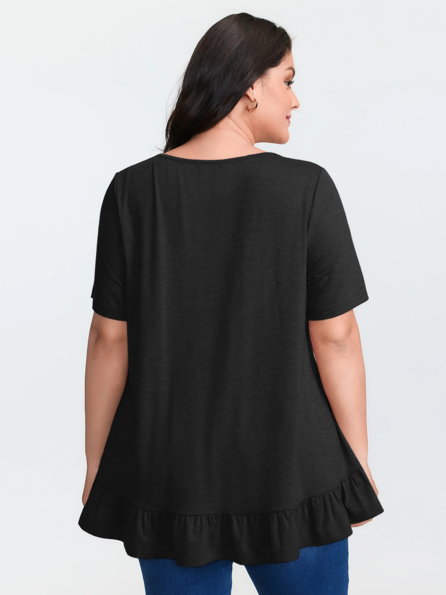 Supersoft Stretchy Ruffled Hemline Button T-Shirt - Image 23