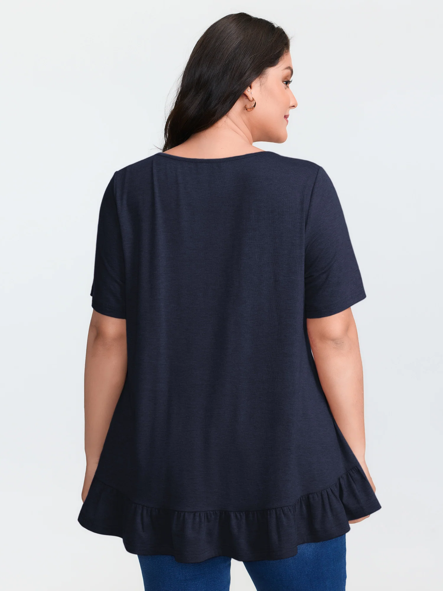 Supersoft Stretchy Ruffled Hemline Button T-Shirt - Image 28