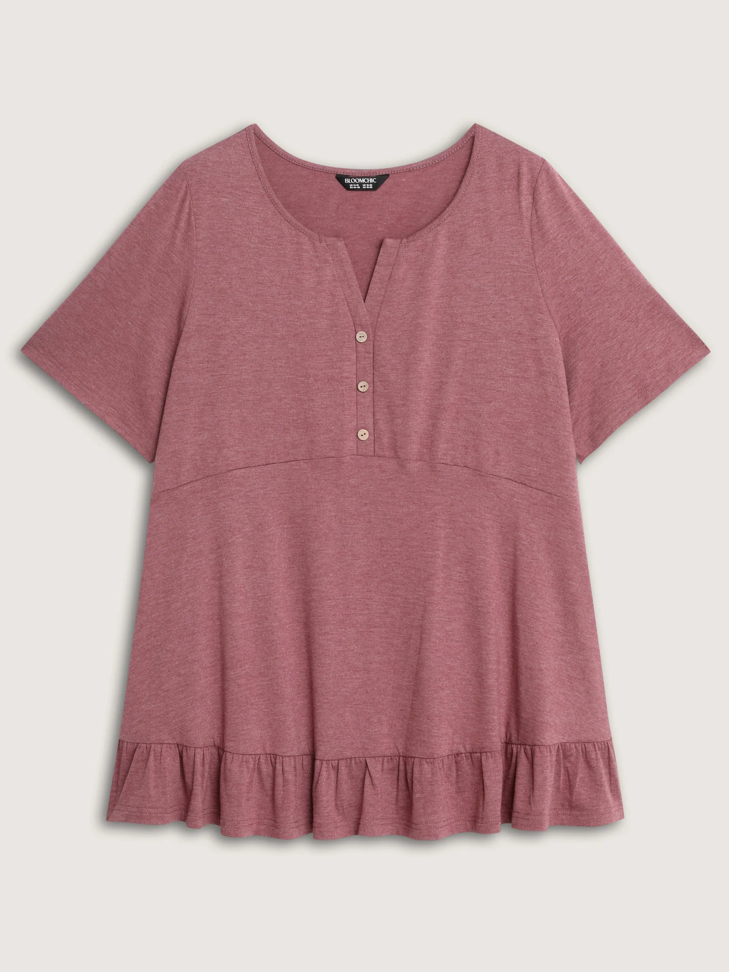 Supersoft Stretchy Ruffled Hemline Button T-Shirt - Image 8