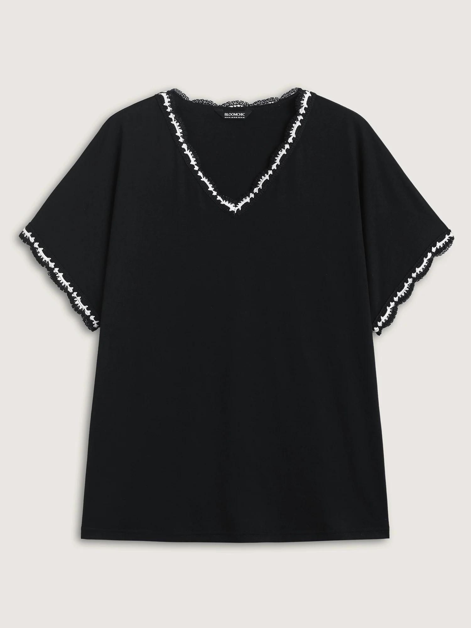 Supersoft Stretchy Scalloped Neck Solid T-Shirt - Image 7