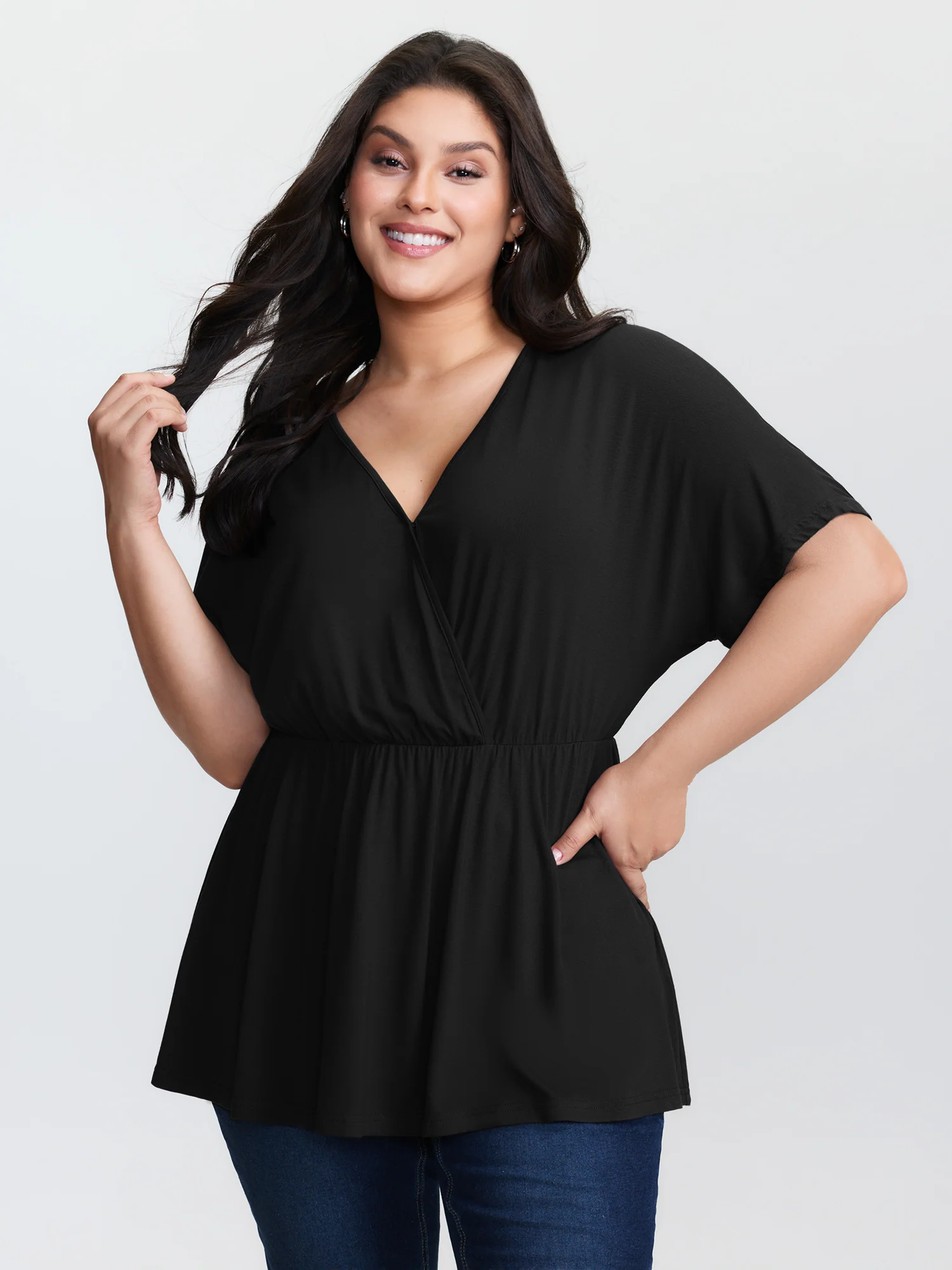 Supersoft Stretchy Surplice T-Shirt - Image 8