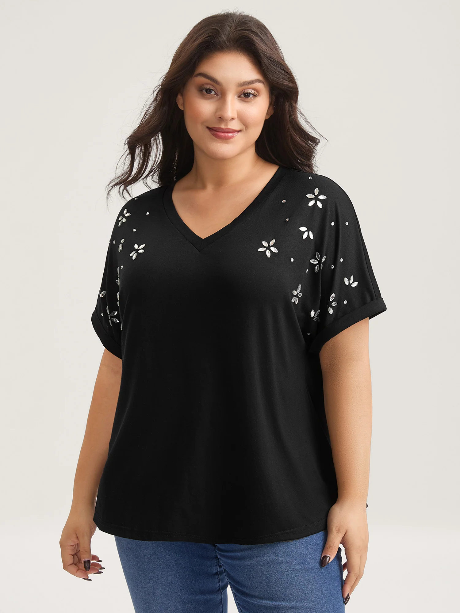 Supersoft Stretchy Zirconia Design T-Shirt - Image 2