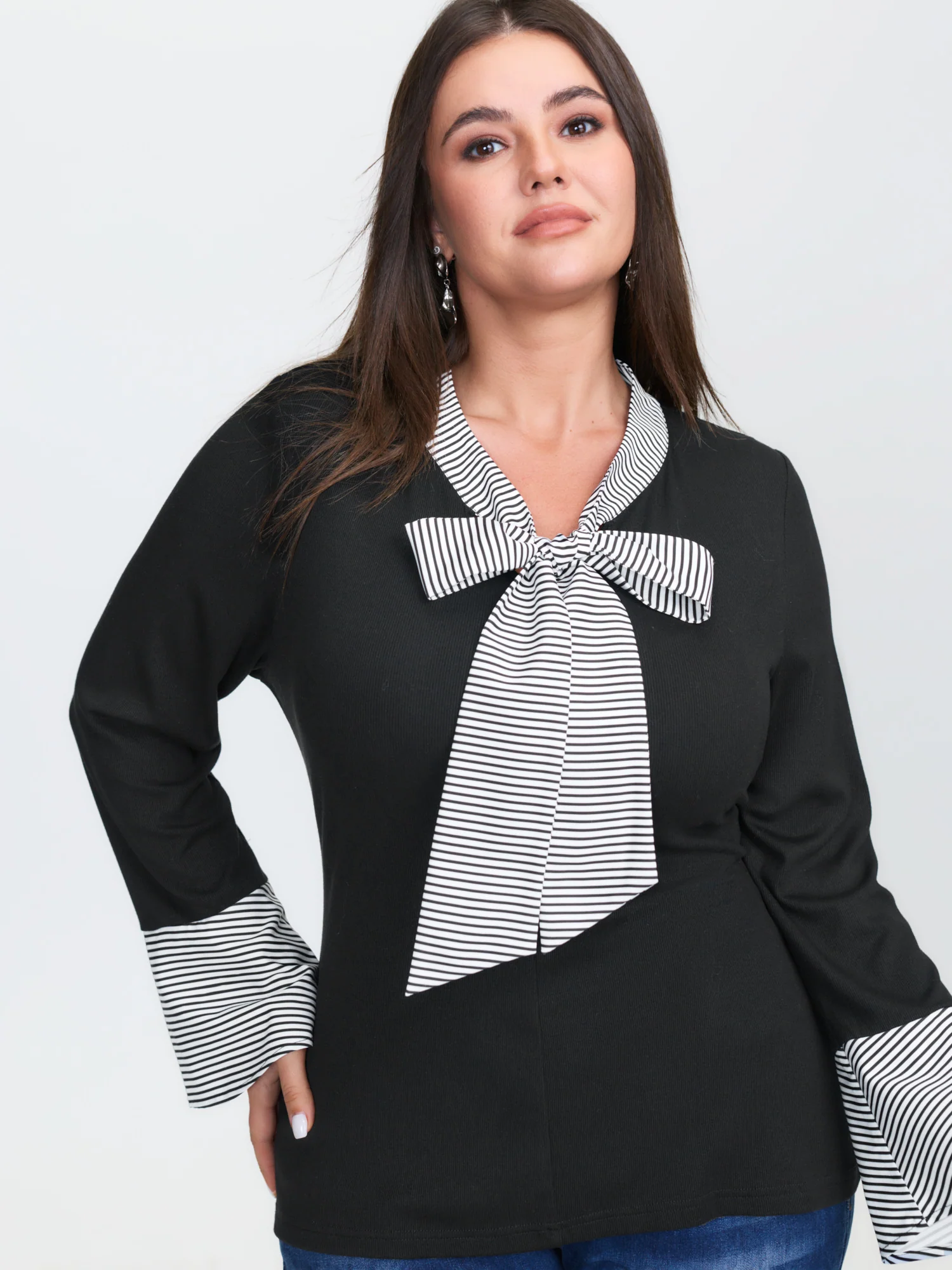 Supersoft Stripe Bow Accent Top - Image 2