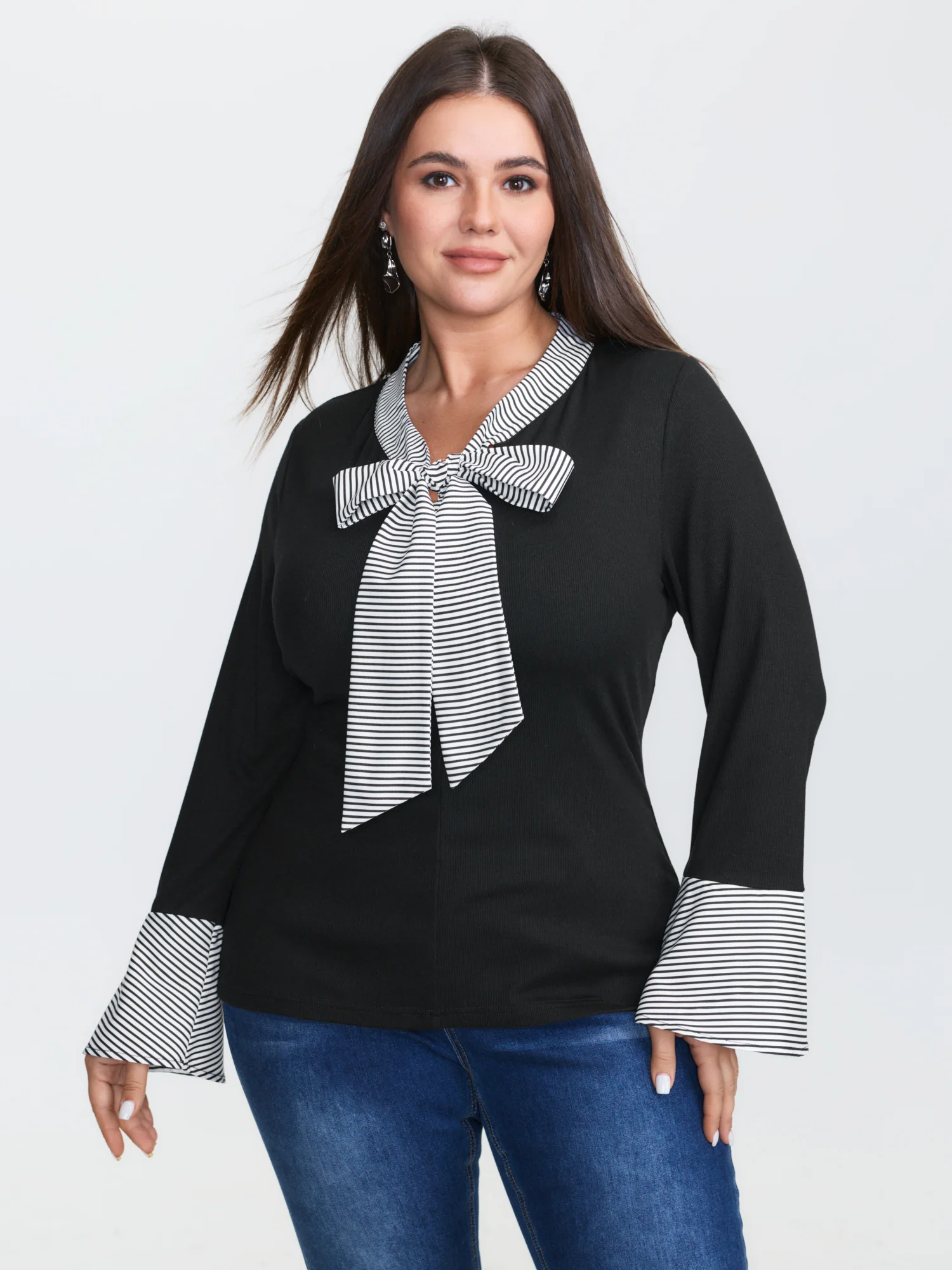 Supersoft Stripe Bow Accent Top - Image 4