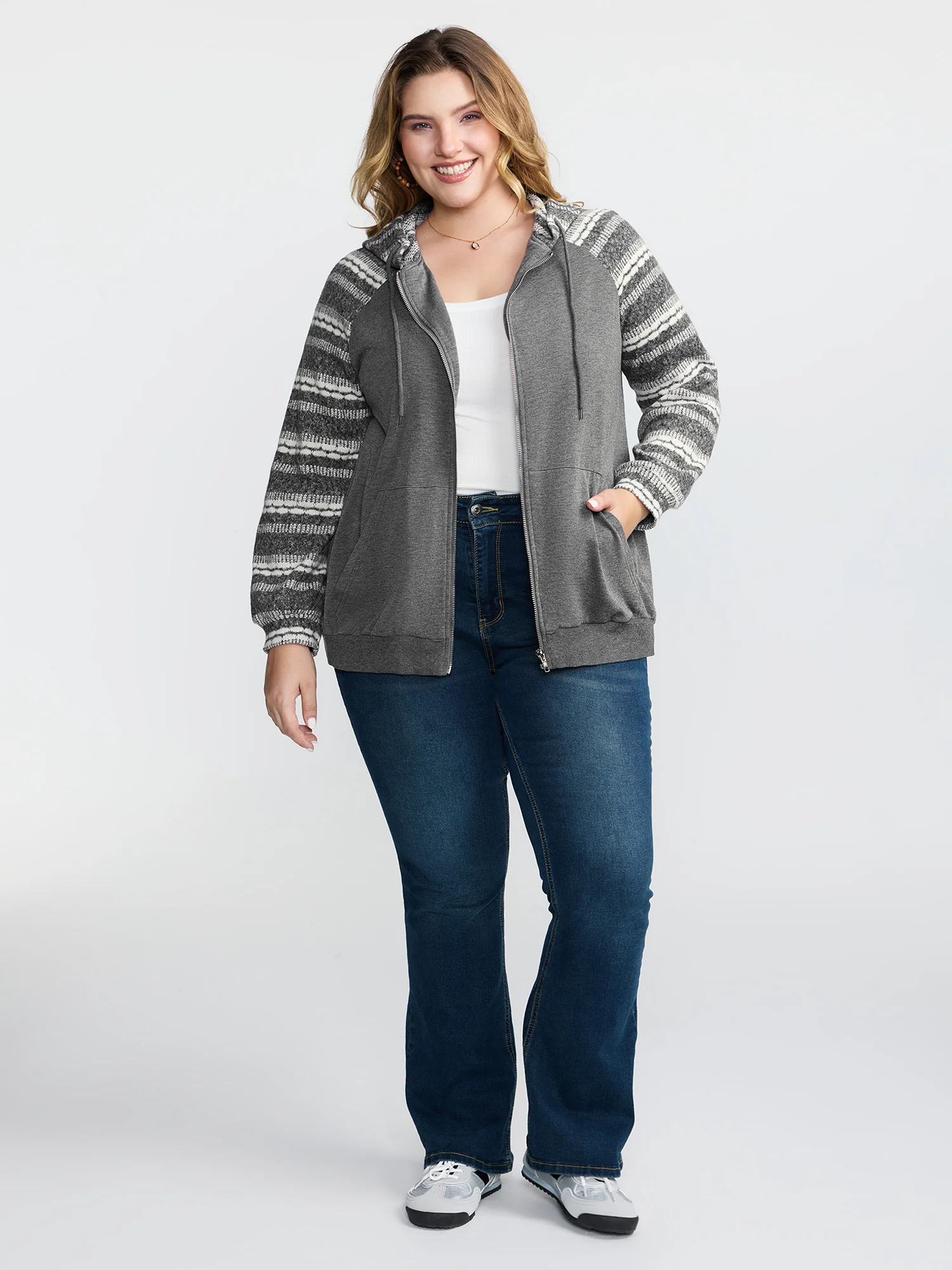 Supersoft Stripe Contrast Stretchy Hoodie Jacket - Image 3