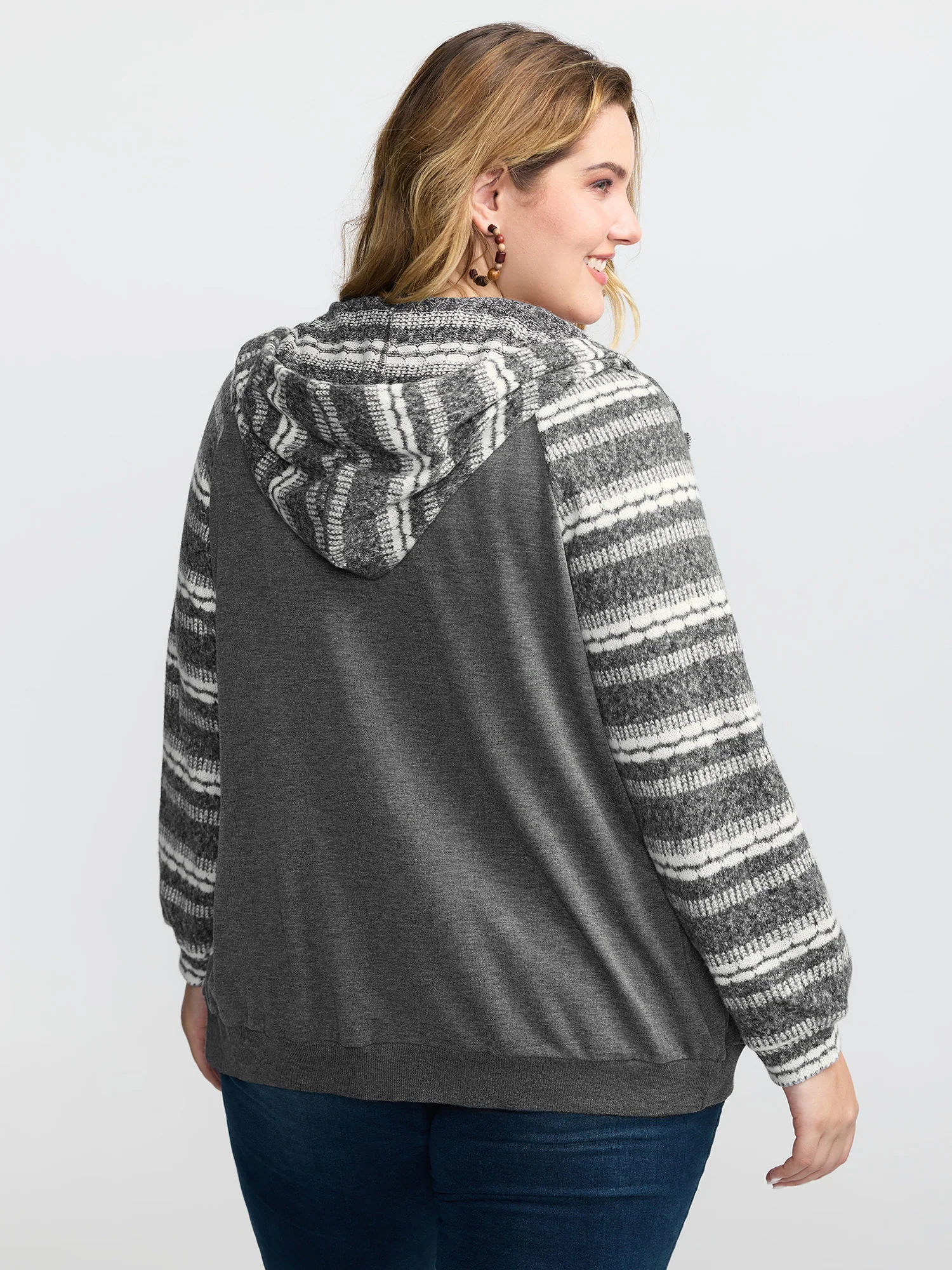 Supersoft Stripe Contrast Stretchy Hoodie Jacket - Image 4
