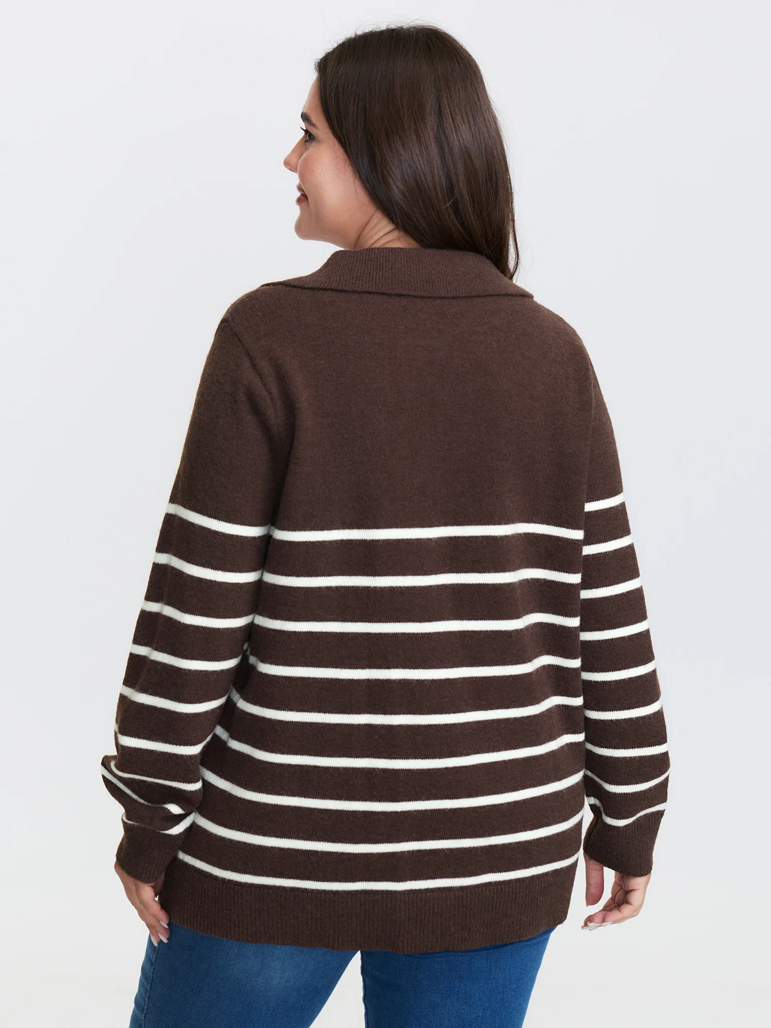 Supersoft Stripe Half-Zipper Collar Pullover - Image 4