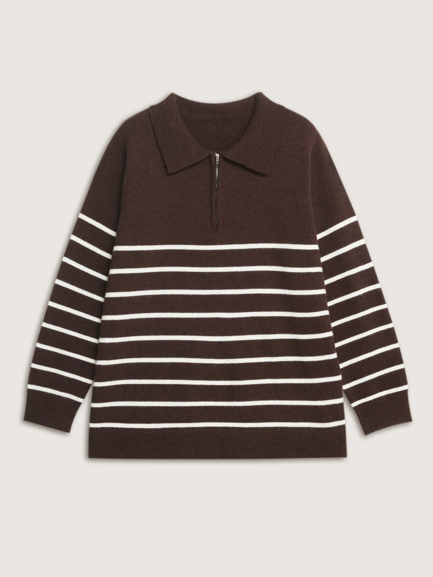 Supersoft Stripe Half-Zipper Collar Pullover - Image 7
