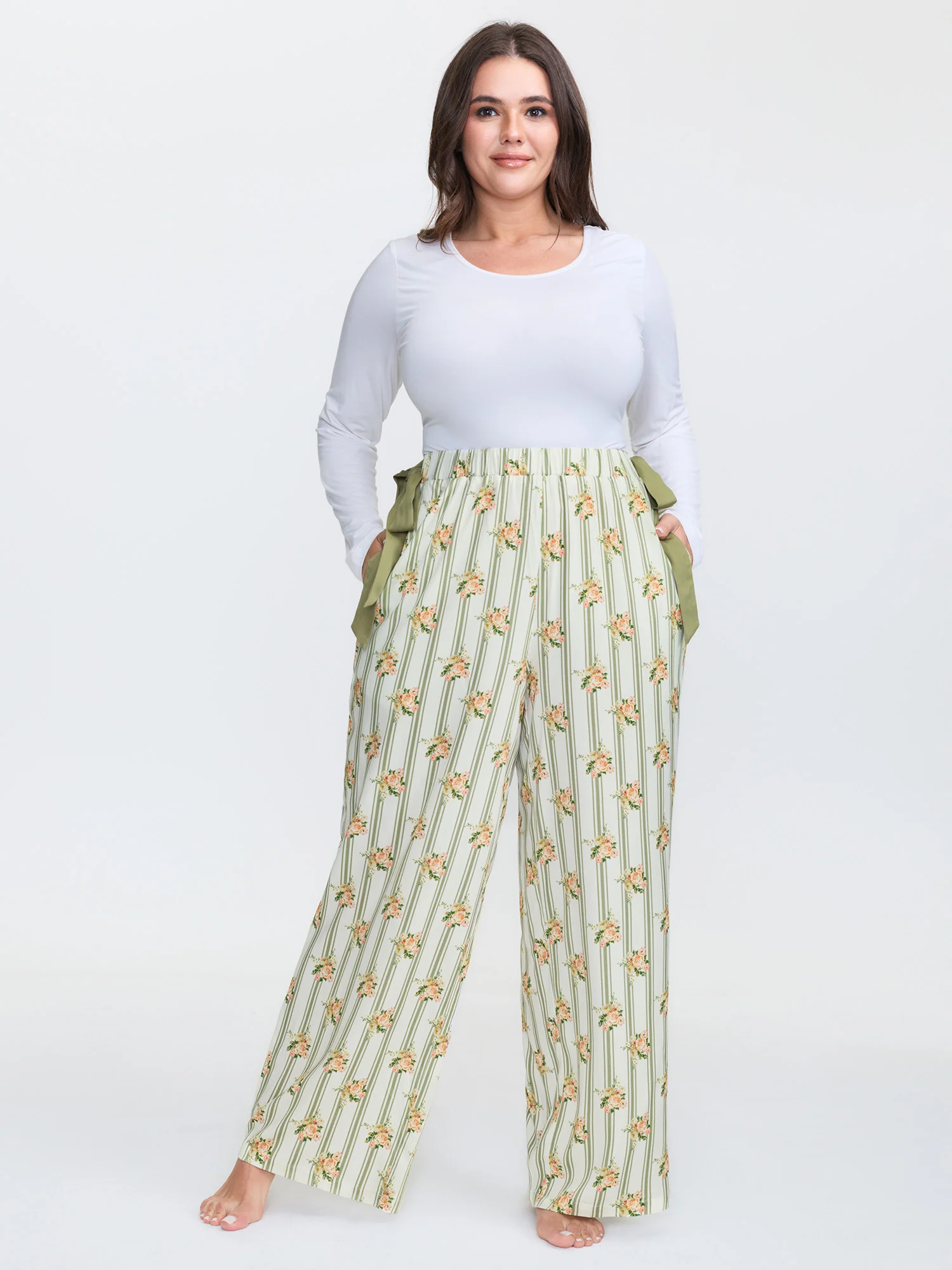 Supersoft Stripe Ribbon Side Tie Pajama Bottoms - Image 2