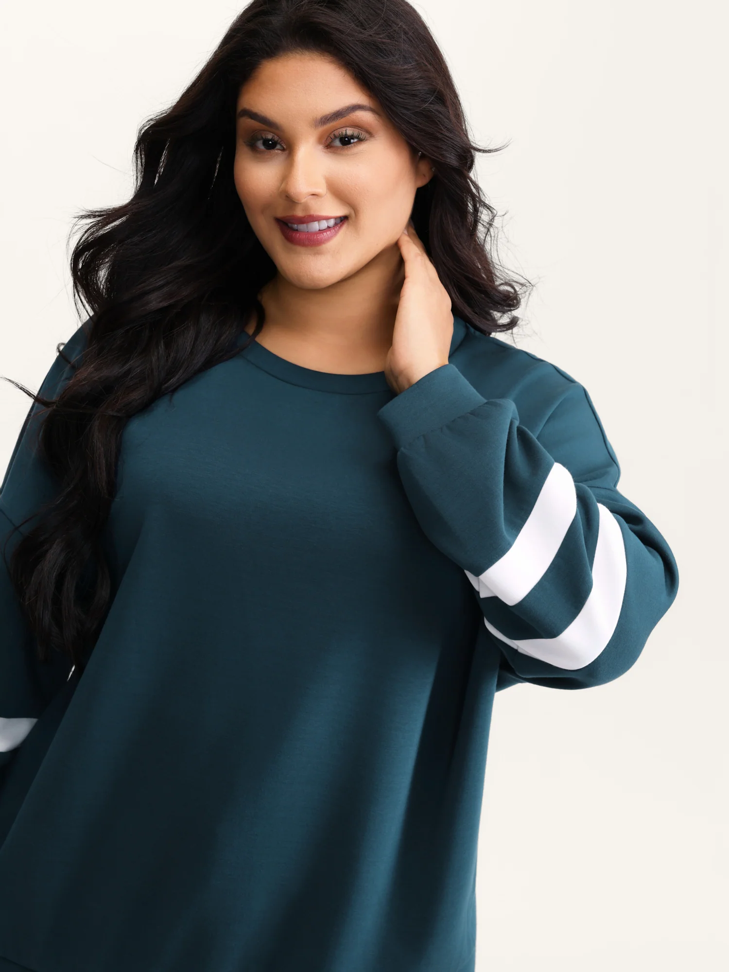 Supersoft Stripe Sleeve Contrast Sweatshirt - Image 2