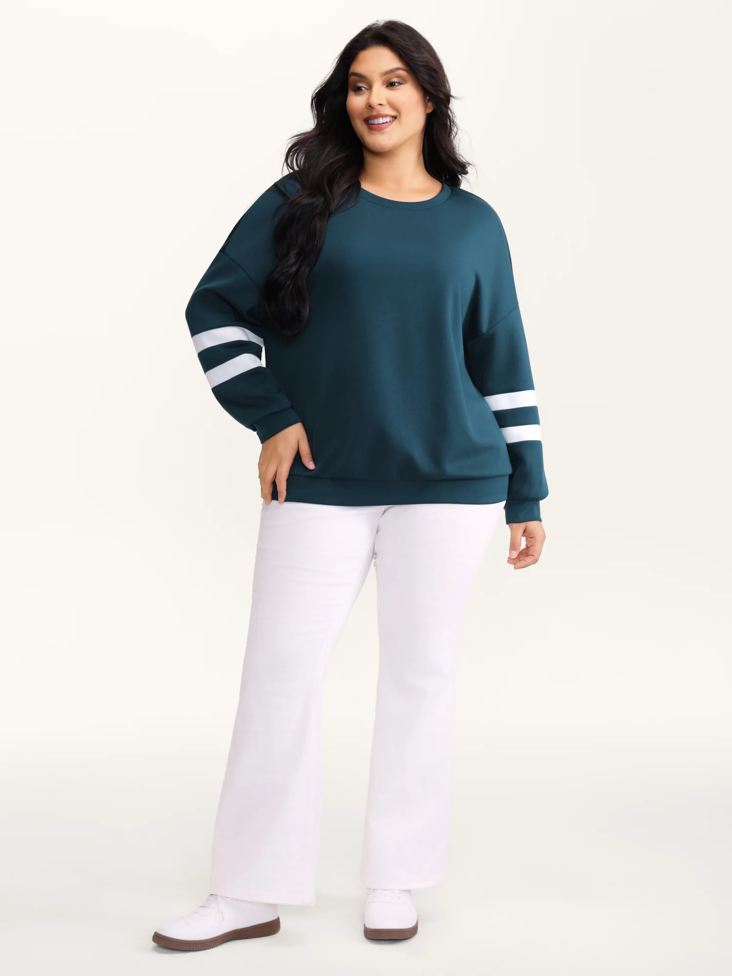 Supersoft Stripe Sleeve Contrast Sweatshirt - Image 3