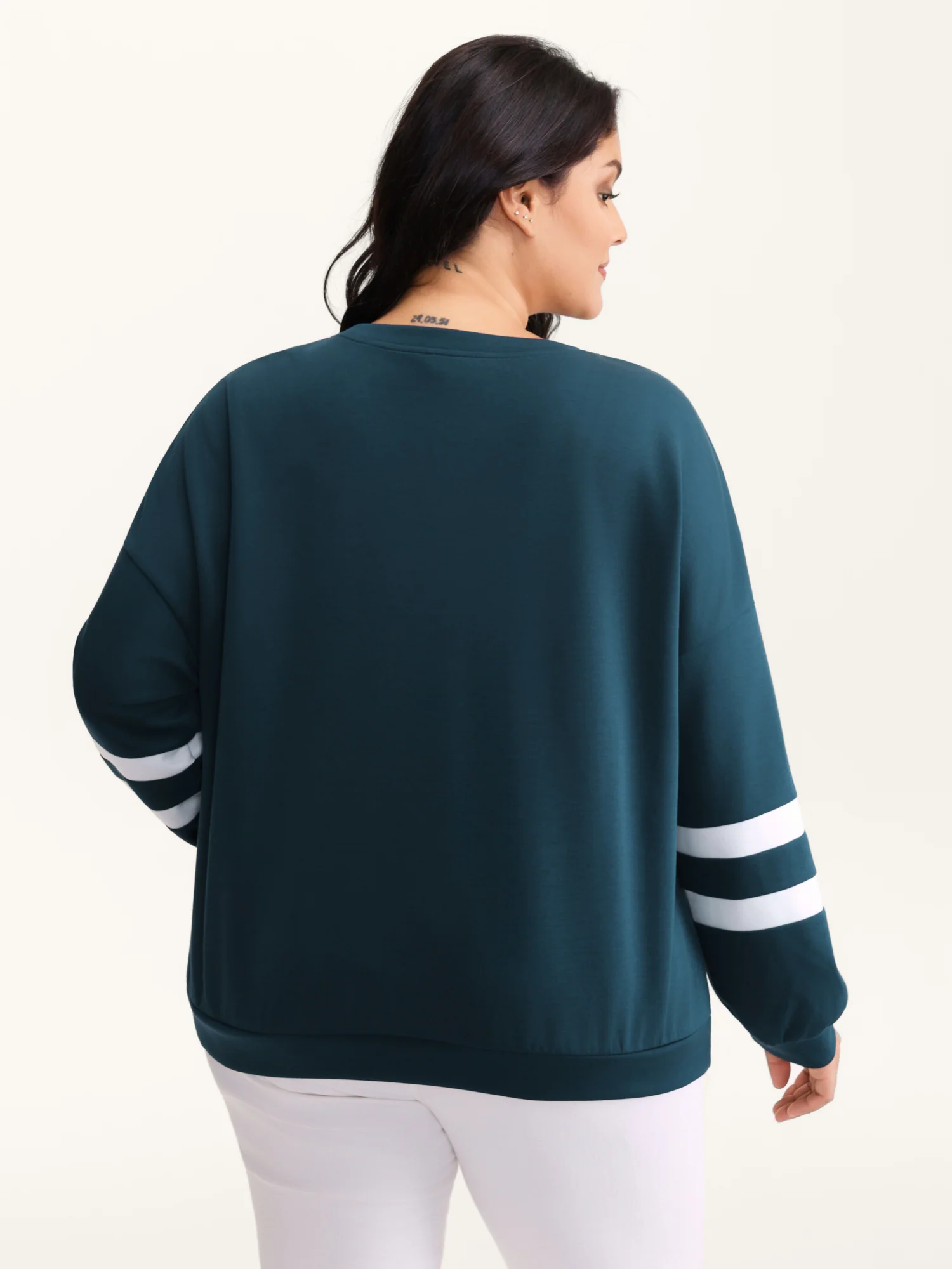 Supersoft Stripe Sleeve Contrast Sweatshirt - Image 4