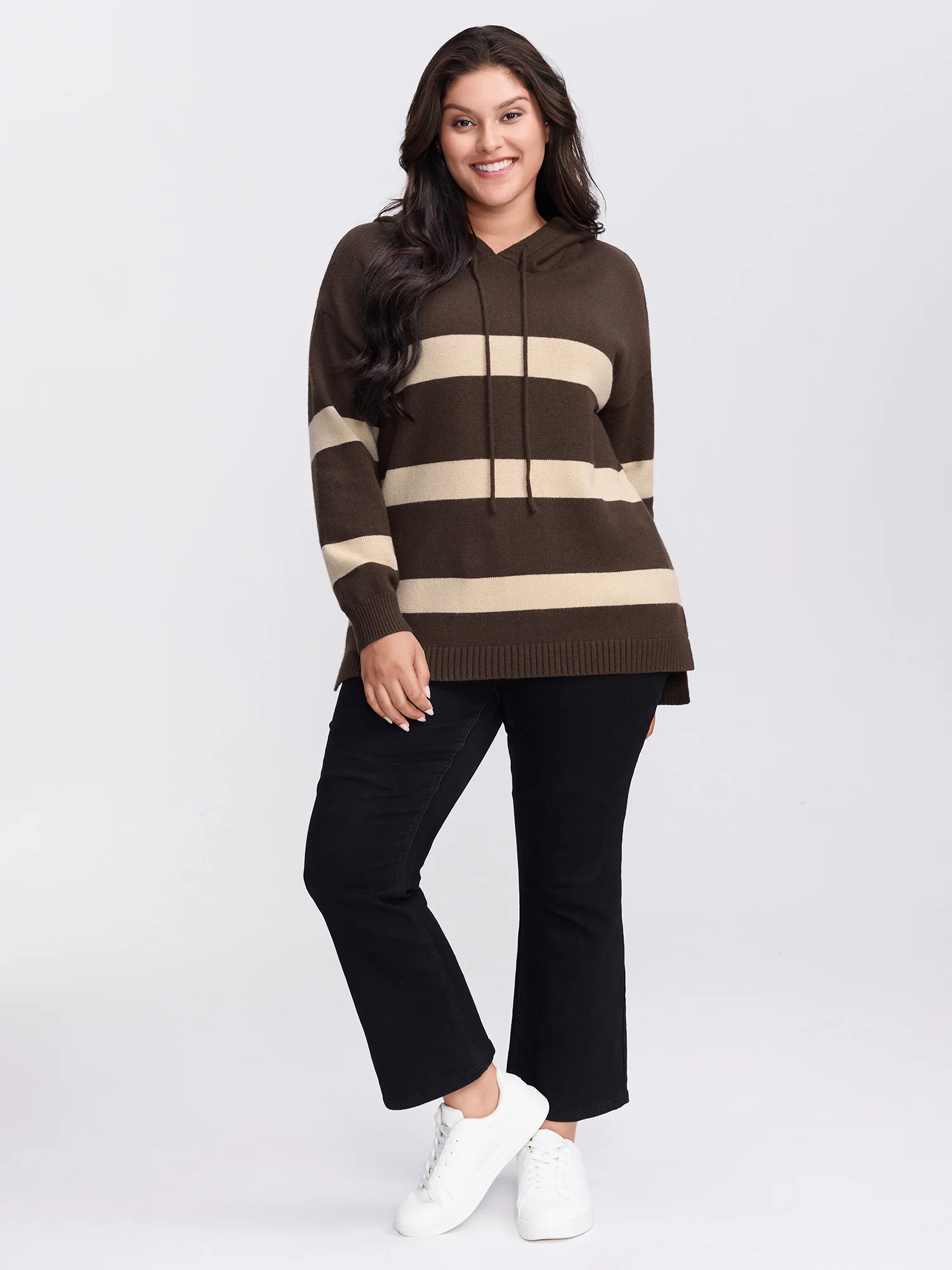 Supersoft Stripe Slit Hooded Pullover - Image 3
