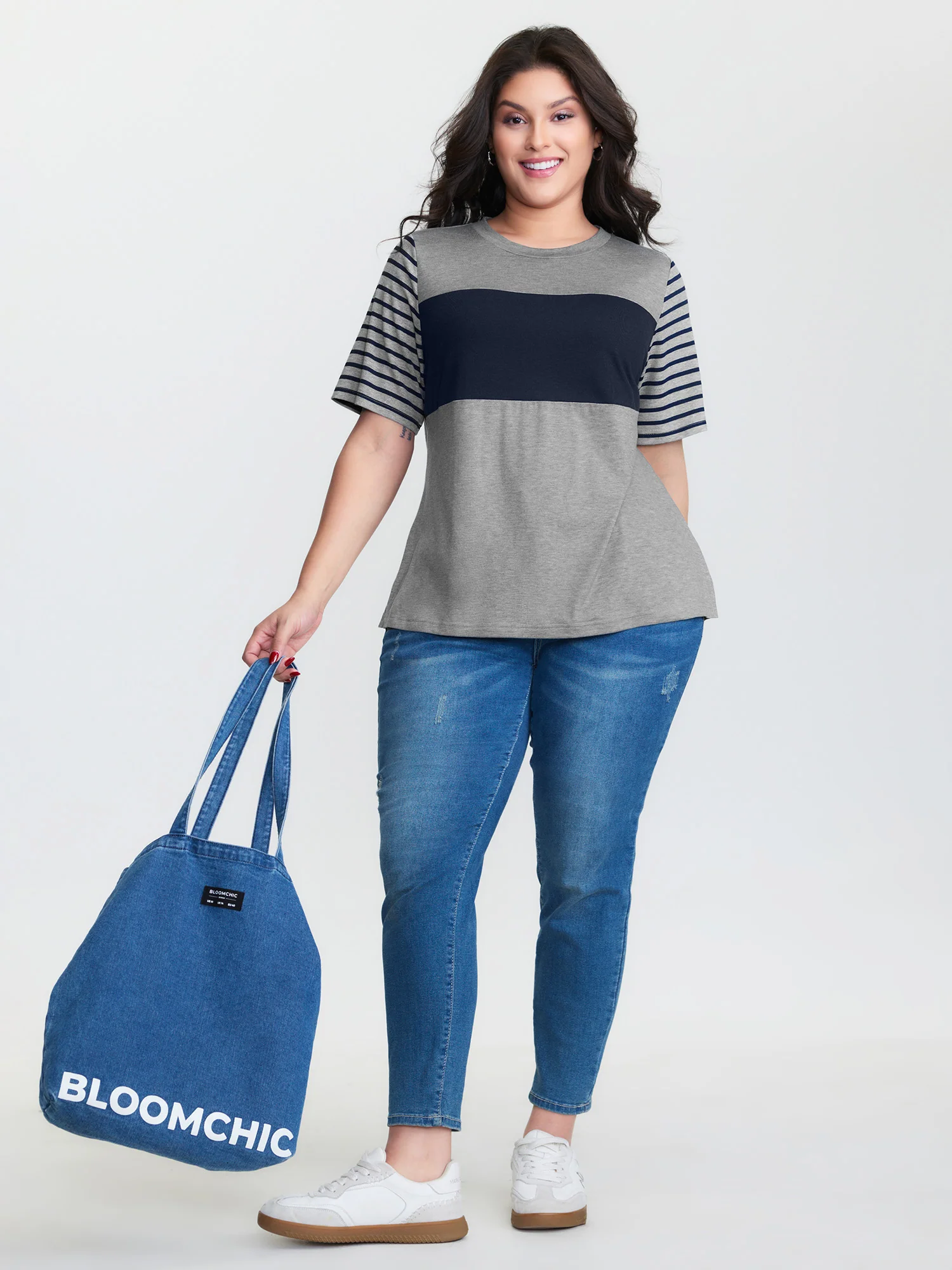 Supersoft Striped Color Contrast T-Shirt - Image 2