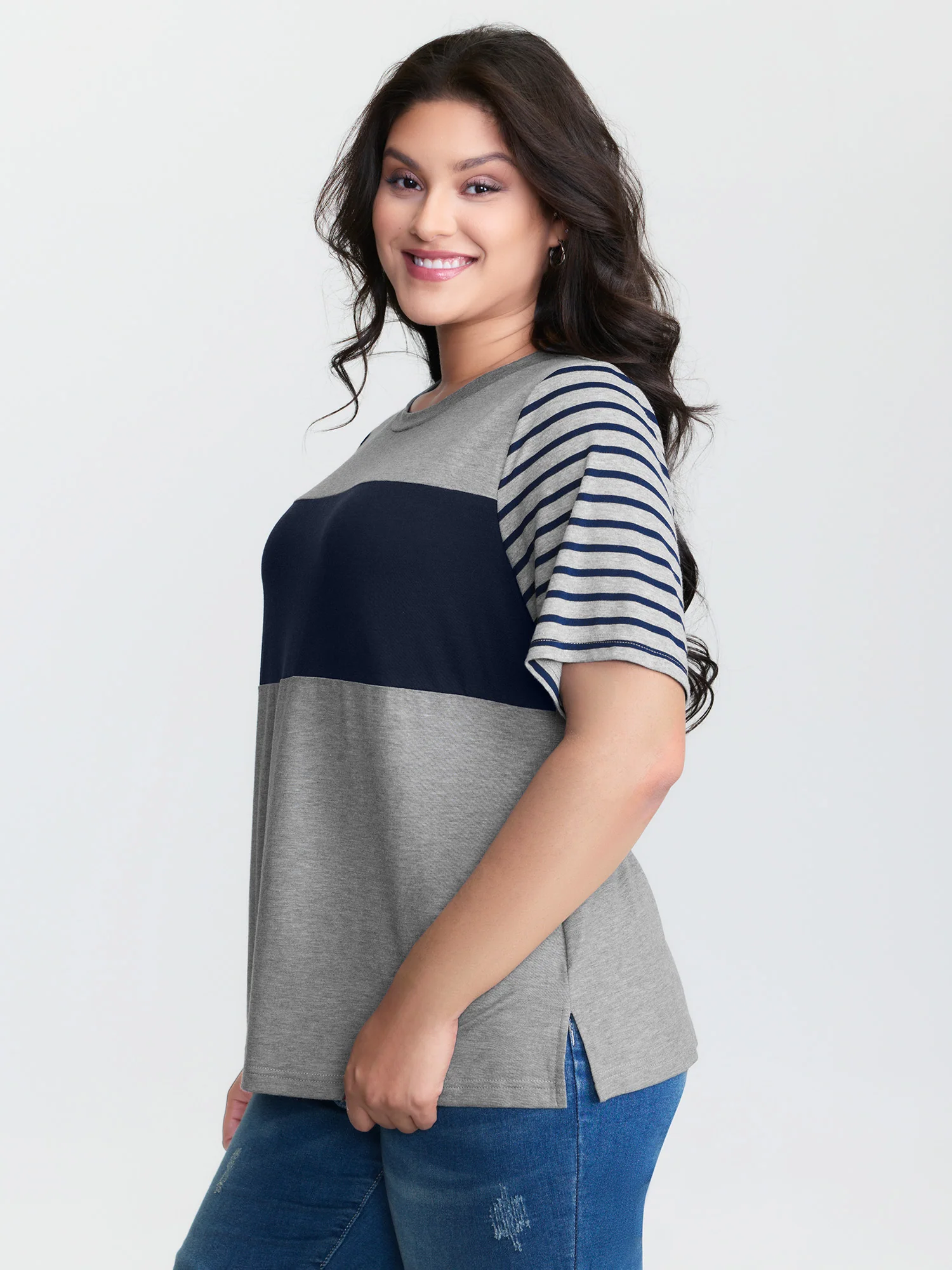 Supersoft Striped Color Contrast T-Shirt - Image 4