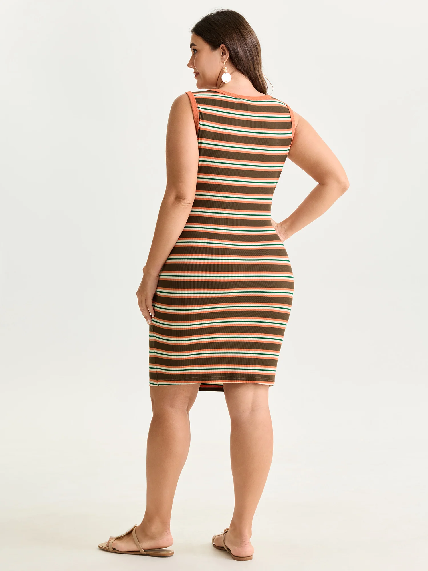 Supersoft Striped Print Color Contrast Knit Midi Dress - Image 4