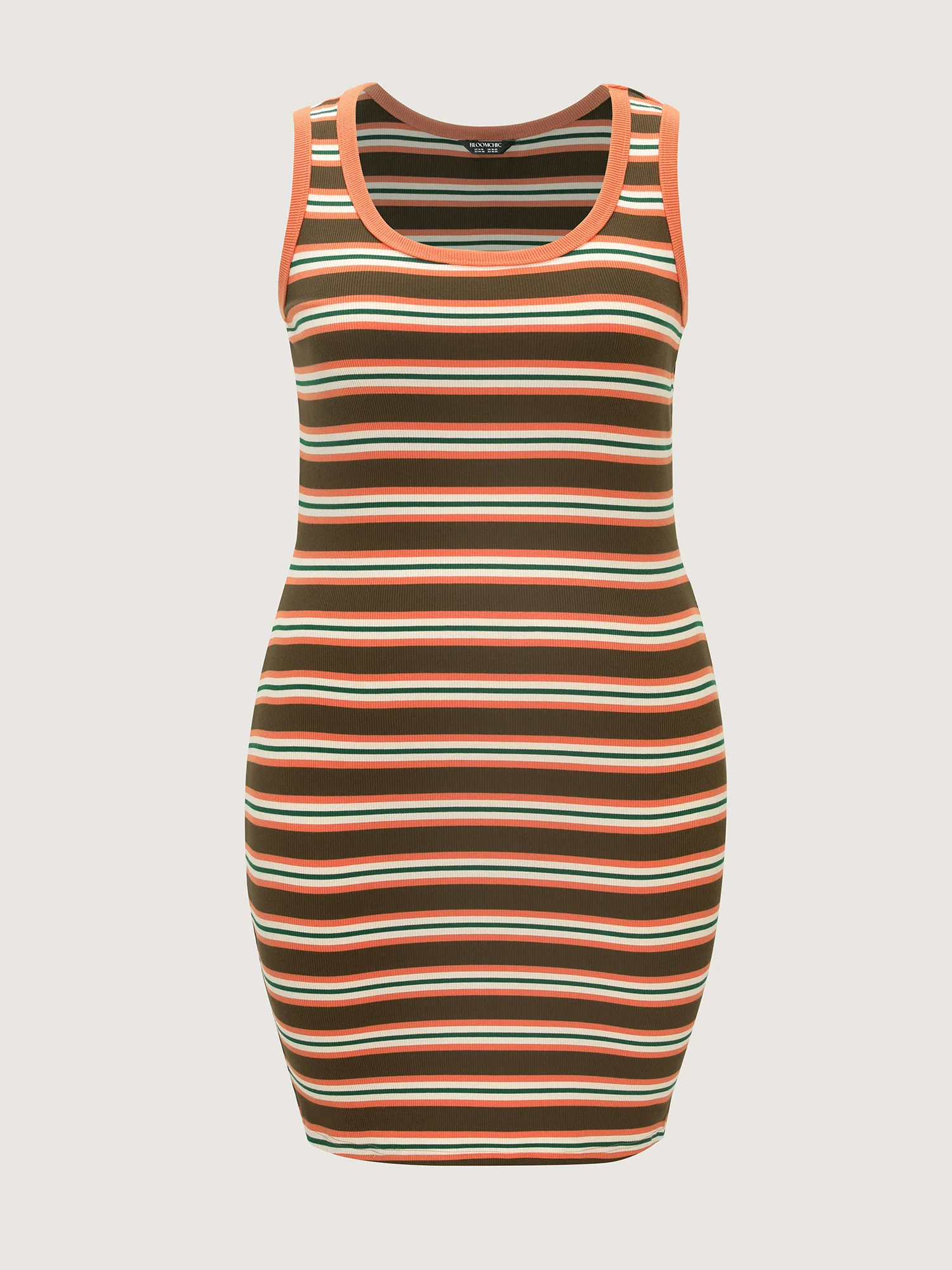 Supersoft Striped Print Color Contrast Knit Midi Dress - Image 6