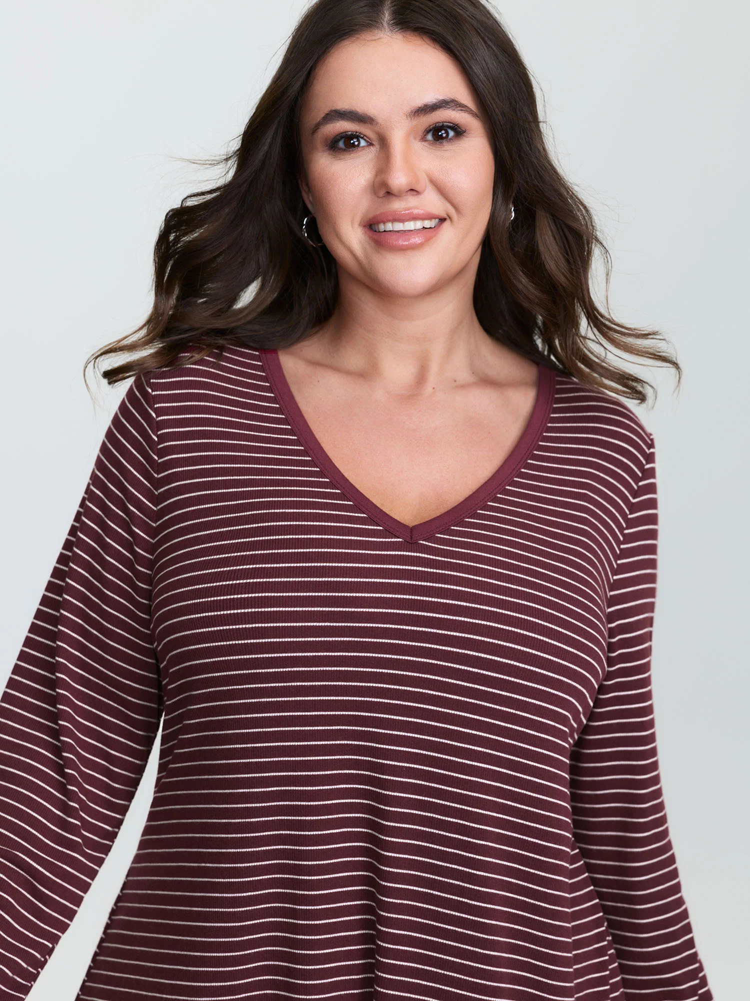 Supersoft Striped Textured Knit Tunic Top - Image 2