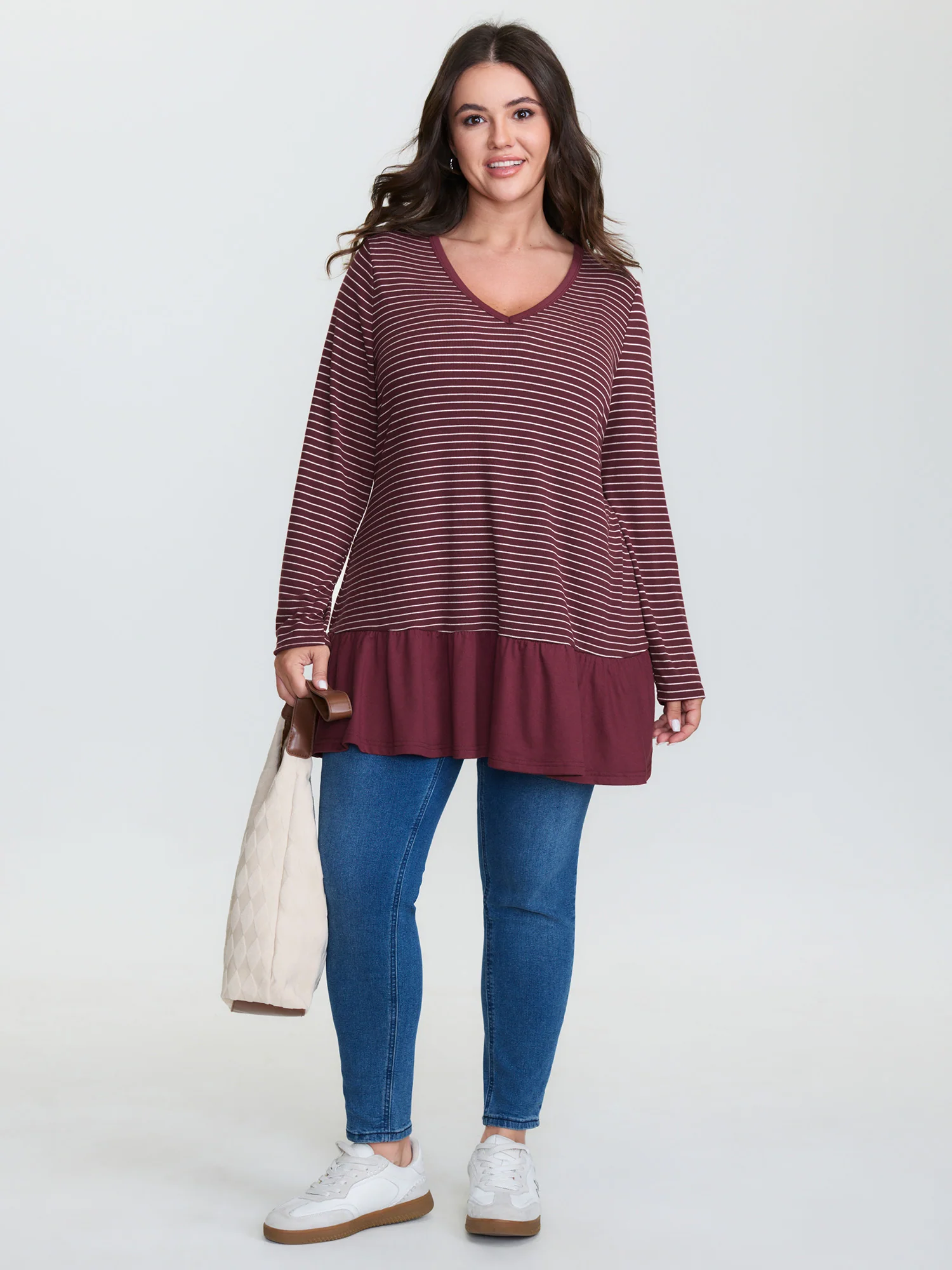 Supersoft Striped Textured Knit Tunic Top - Image 3