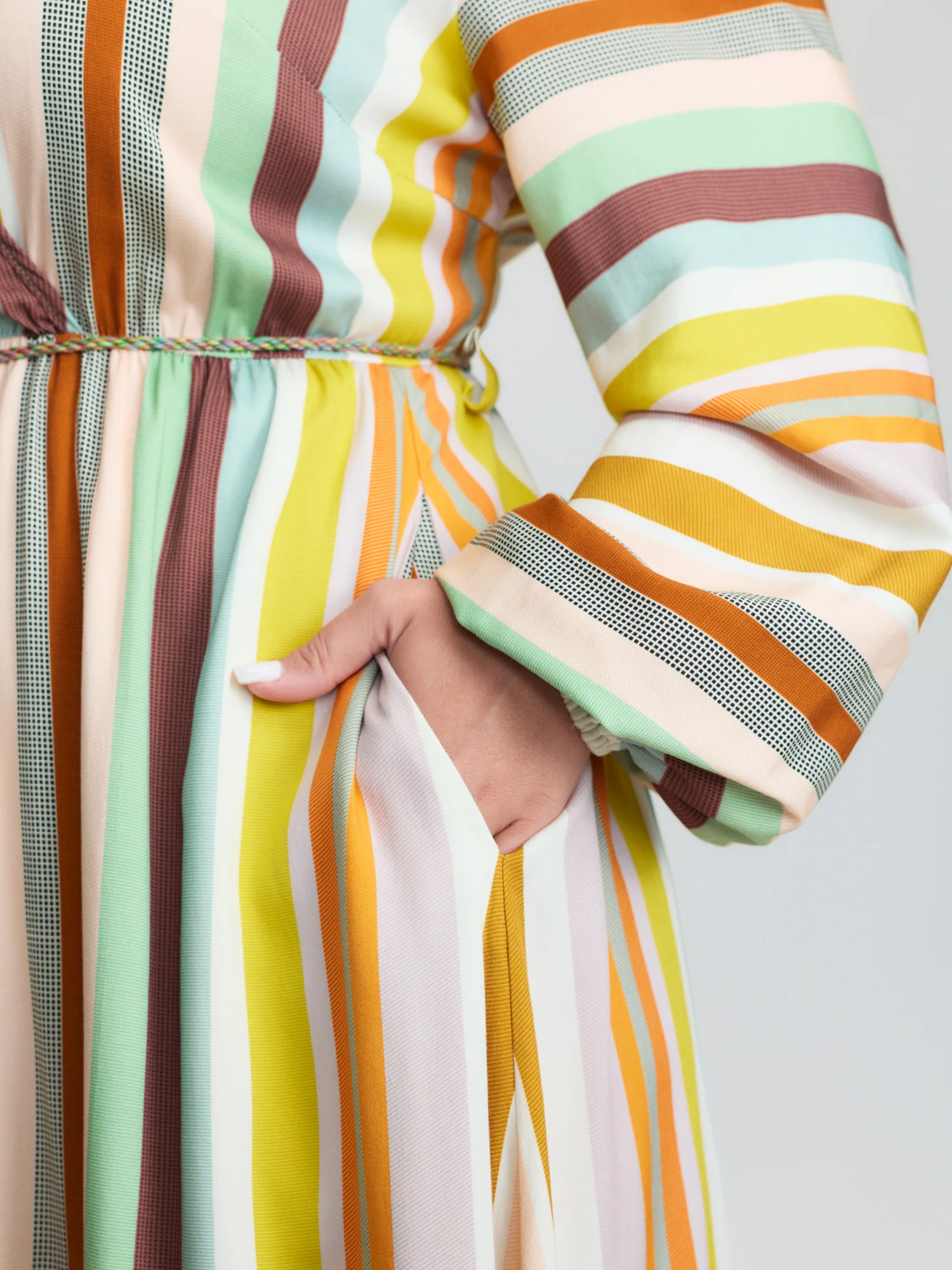Supersoft Striped Wrap Neckline Midi Dress - Image 4