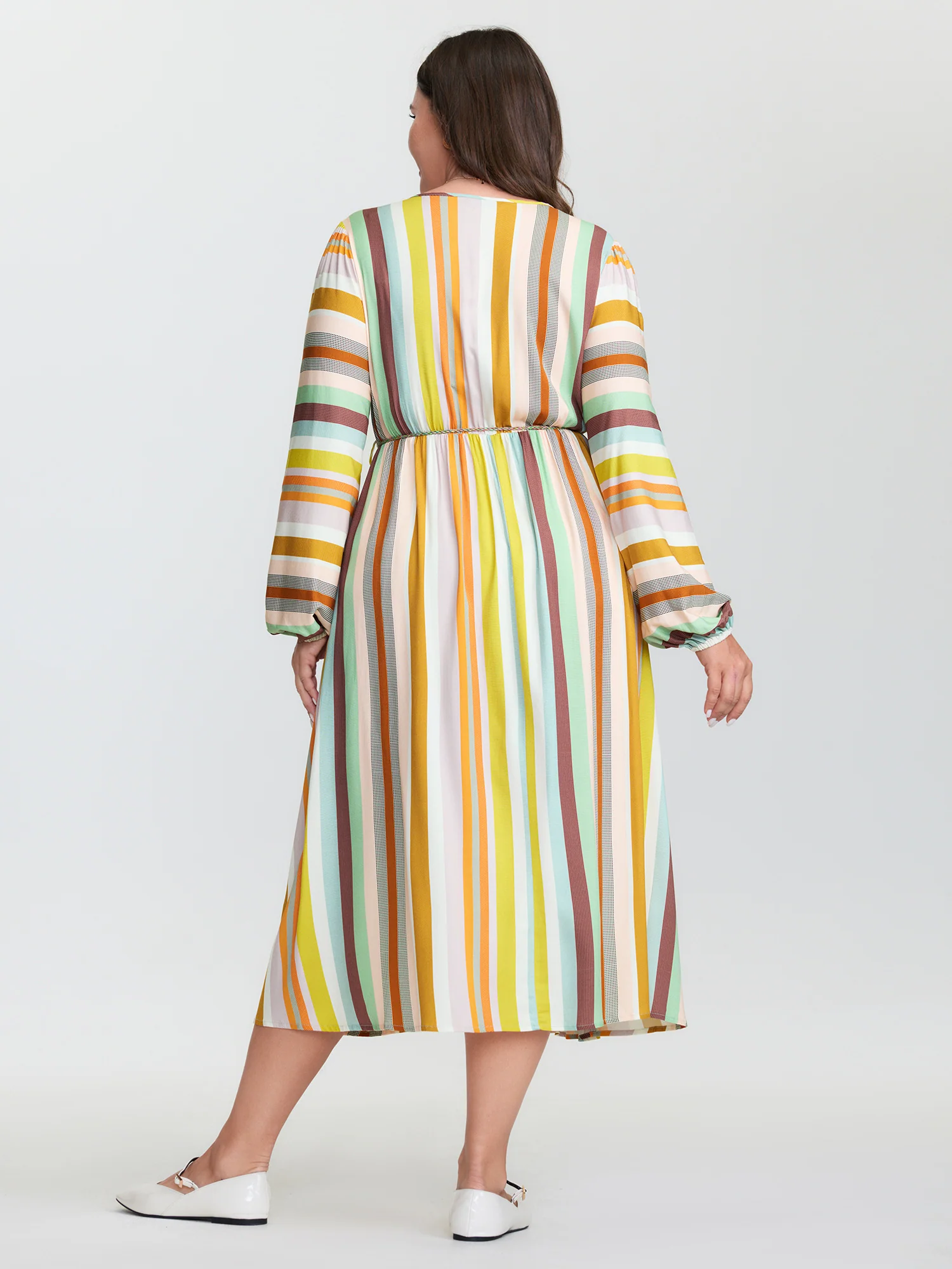 Supersoft Striped Wrap Neckline Midi Dress - Image 5