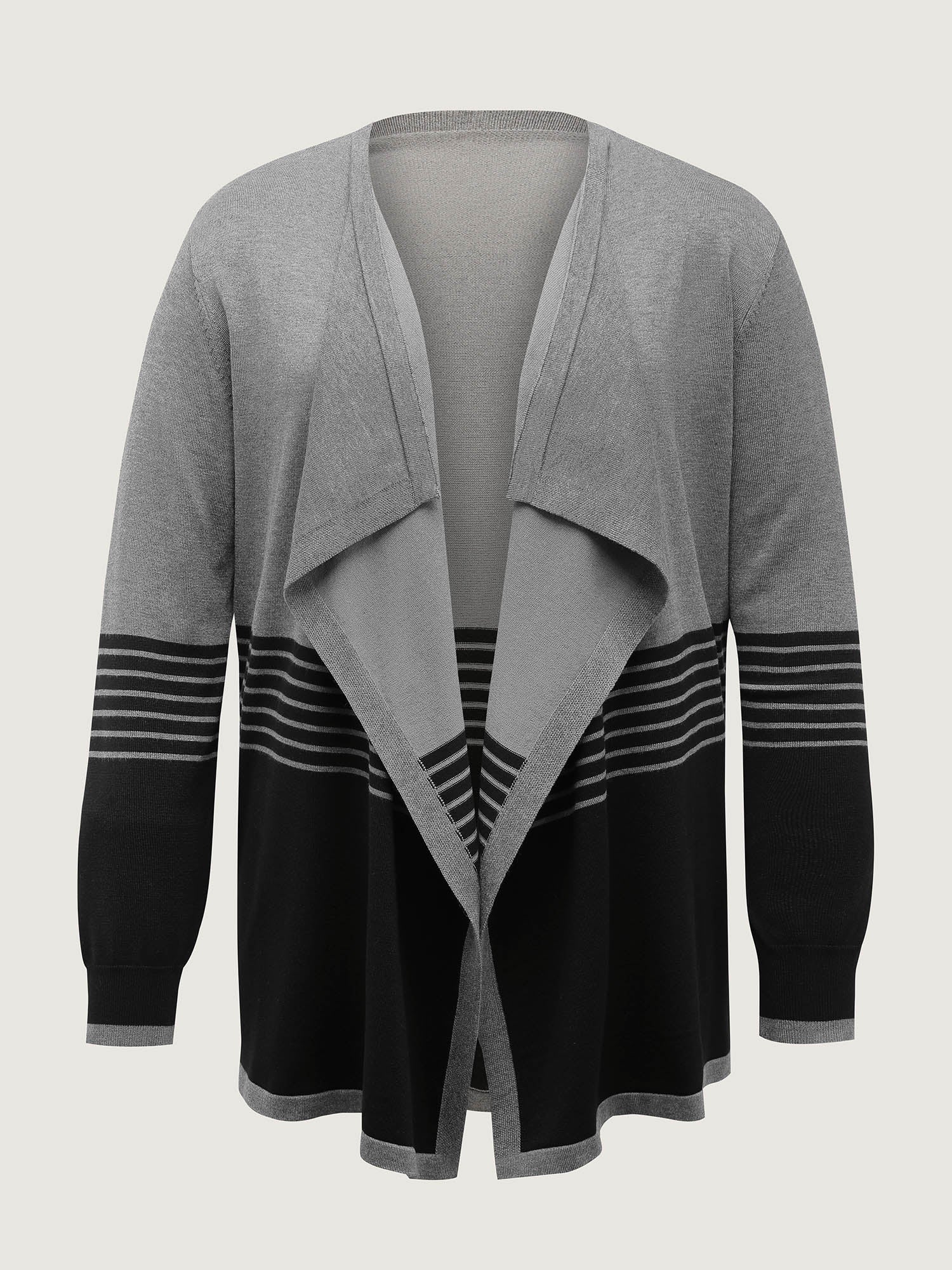 Supersoft Stripes Asymmetrical Collar Knit Cardigan - Image 7