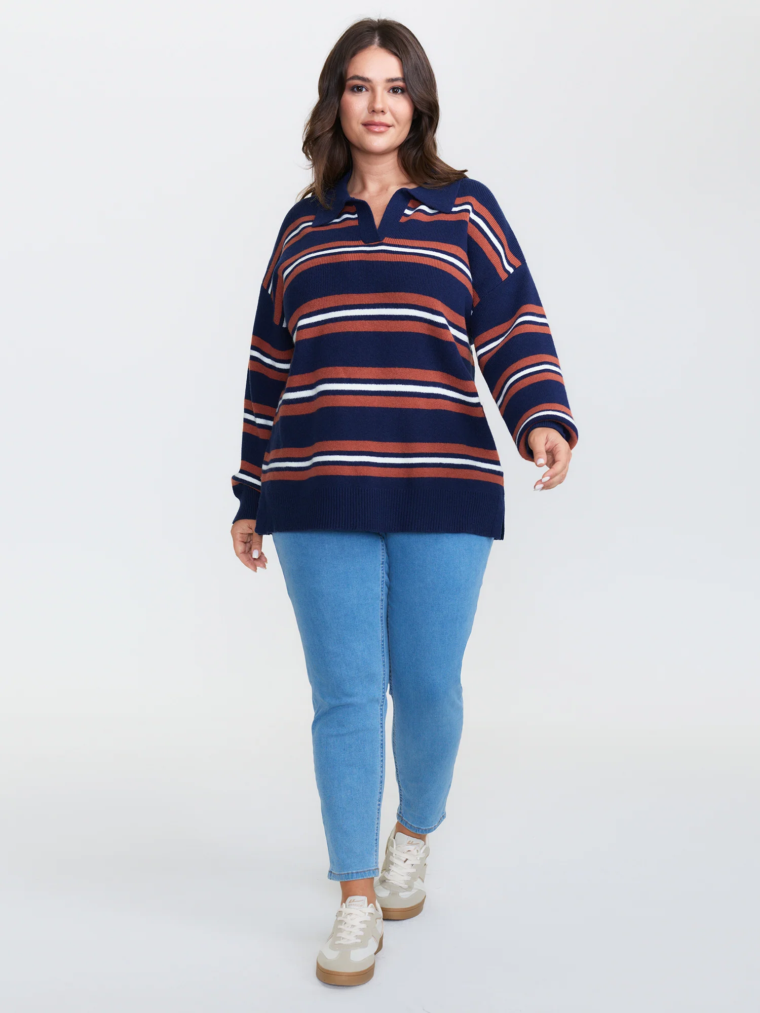 Supersoft Stripes Polo Collar Pullover - Image 3