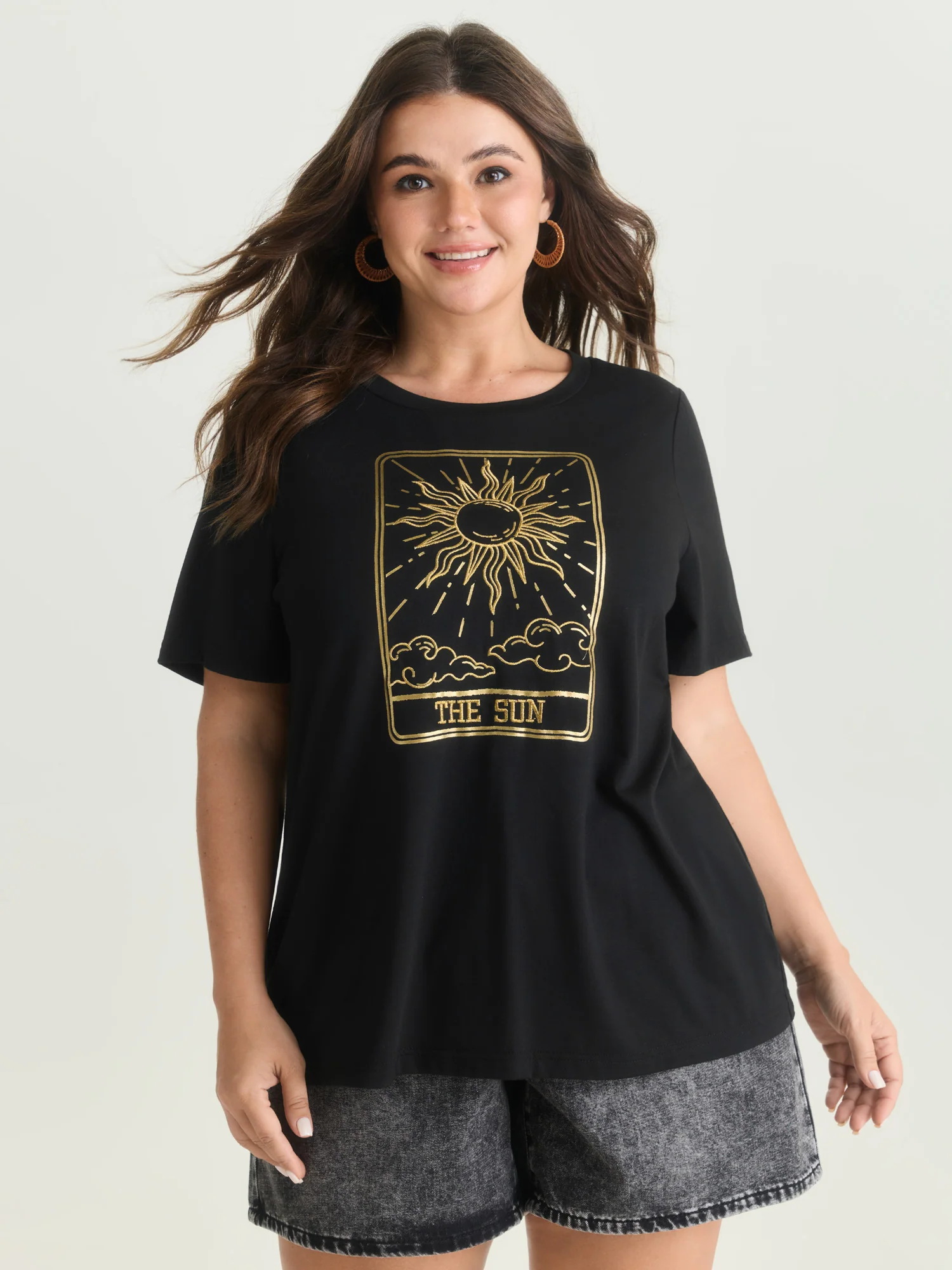 Supersoft Sun Embroidered Round Neck T-Shirt - Image 2
