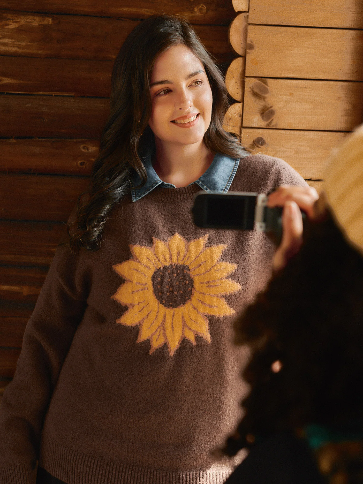 Supersoft Sunflower Pattern Round Neck Pullover - Image 6