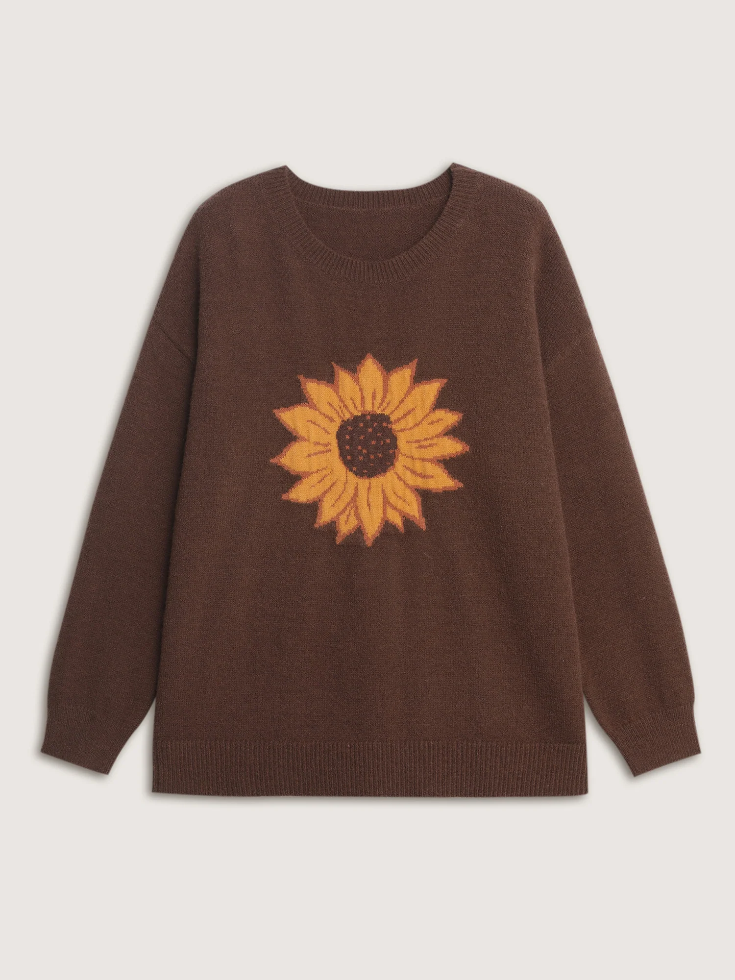 Supersoft Sunflower Pattern Round Neck Pullover - Image 9