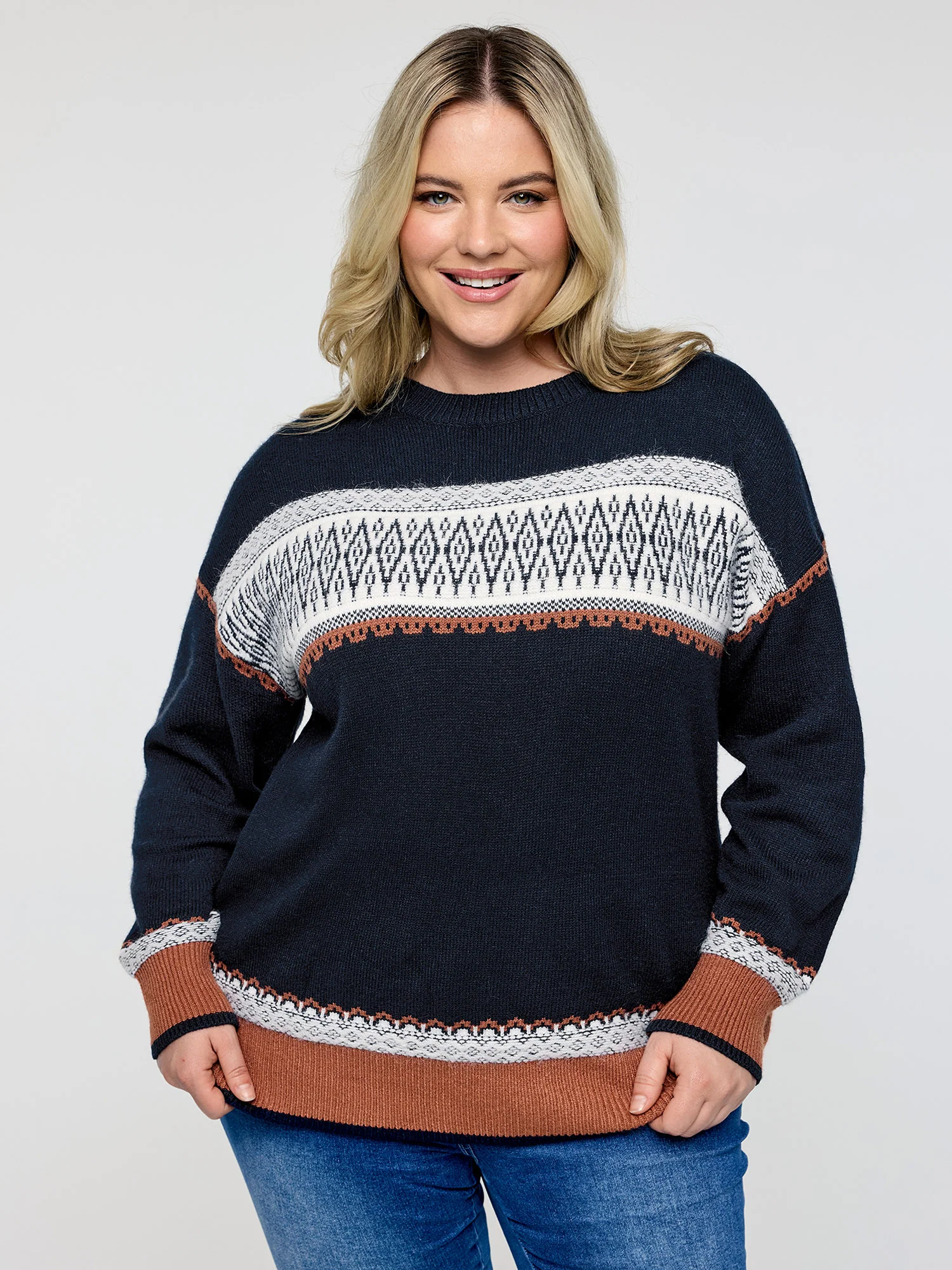 Supersoft Super Stretchy Geometric Stripe Pullover - Image 2