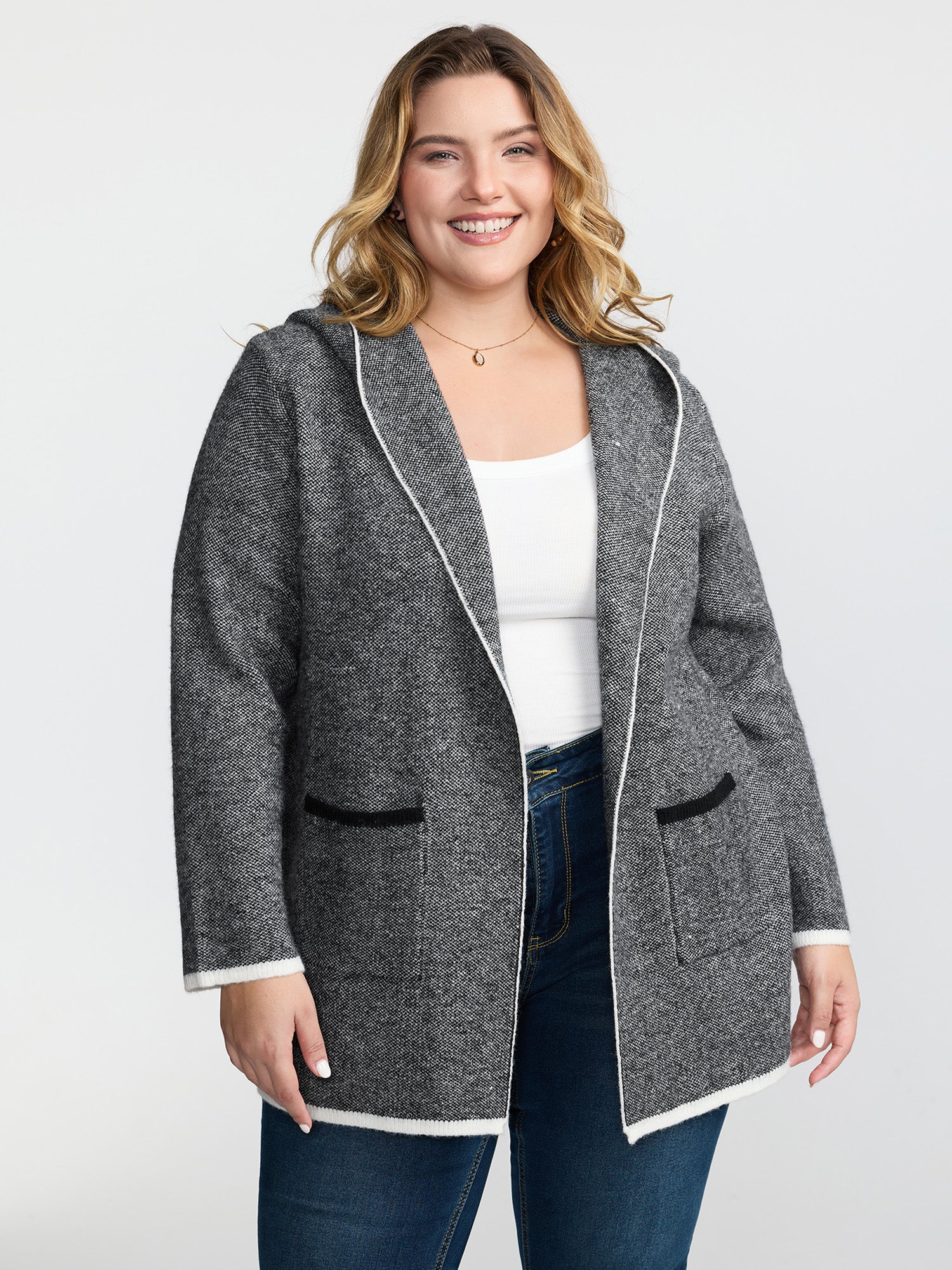 Supersoft Super Stretchy Hooded Knit Cardigan - Image 2