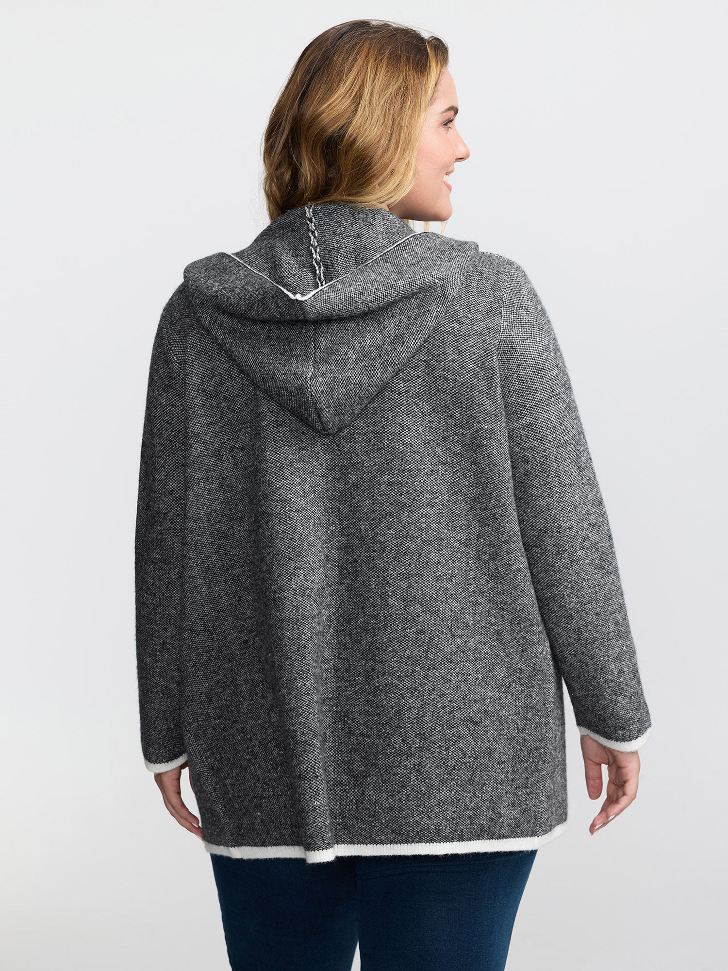 Supersoft Super Stretchy Hooded Knit Cardigan - Image 4