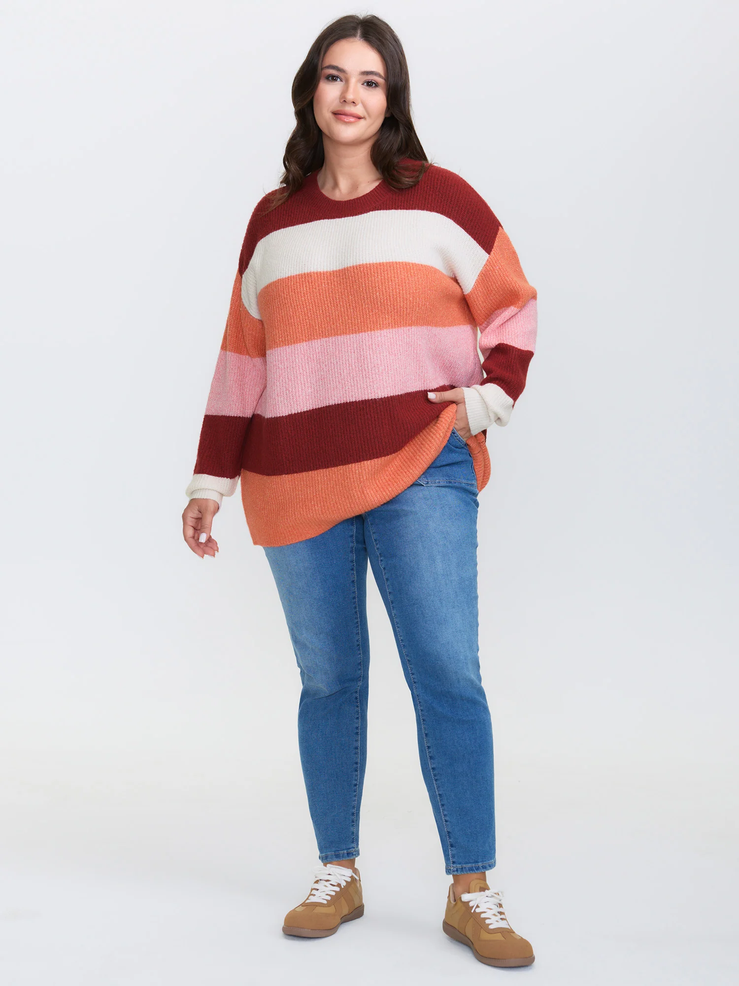 Supersoft Superstretchy Color Stripe Textured Pullover - Image 4