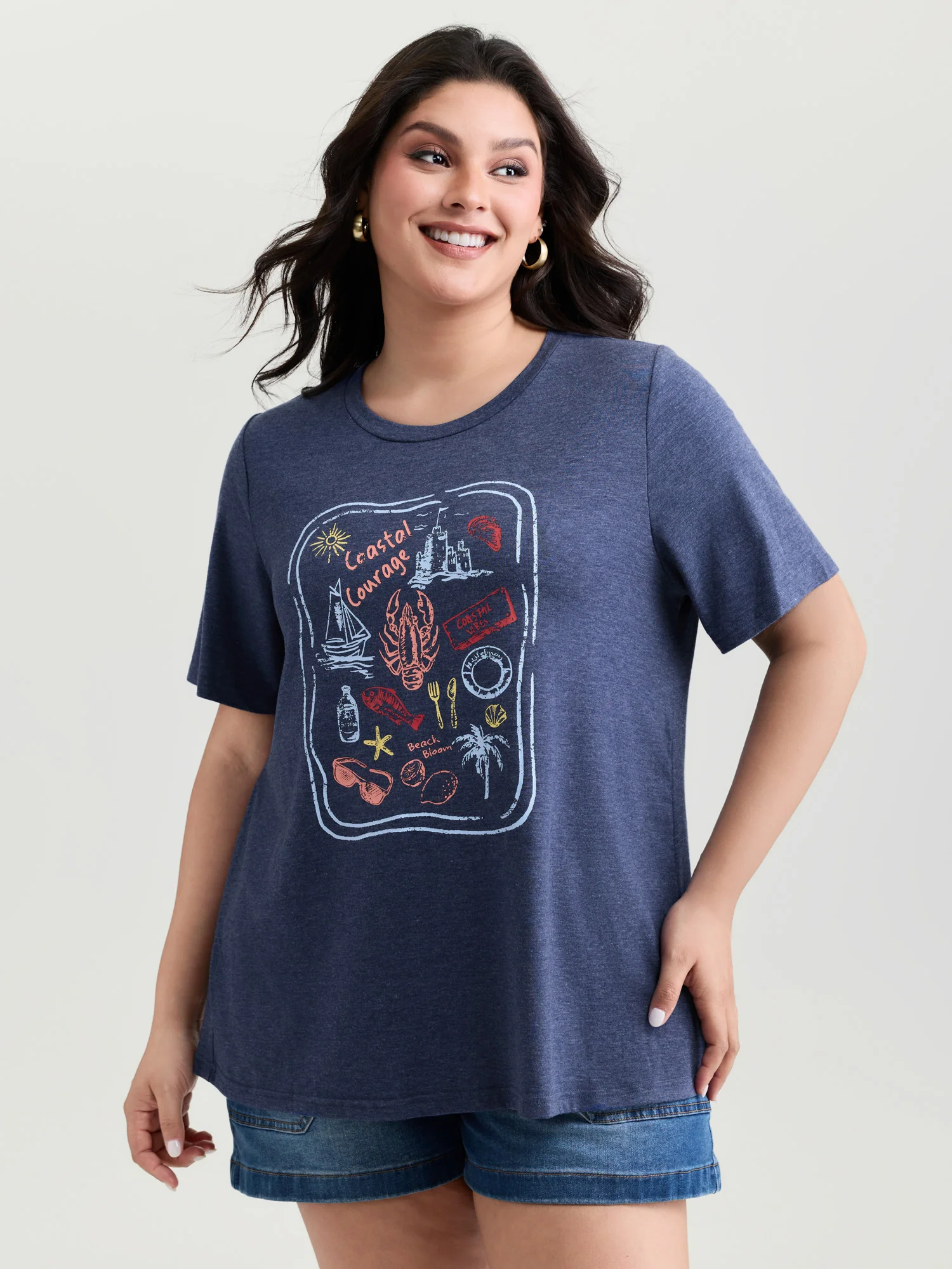 Supersoft Surf Vibes Round Neckline Plain T-Shirt - Image 2