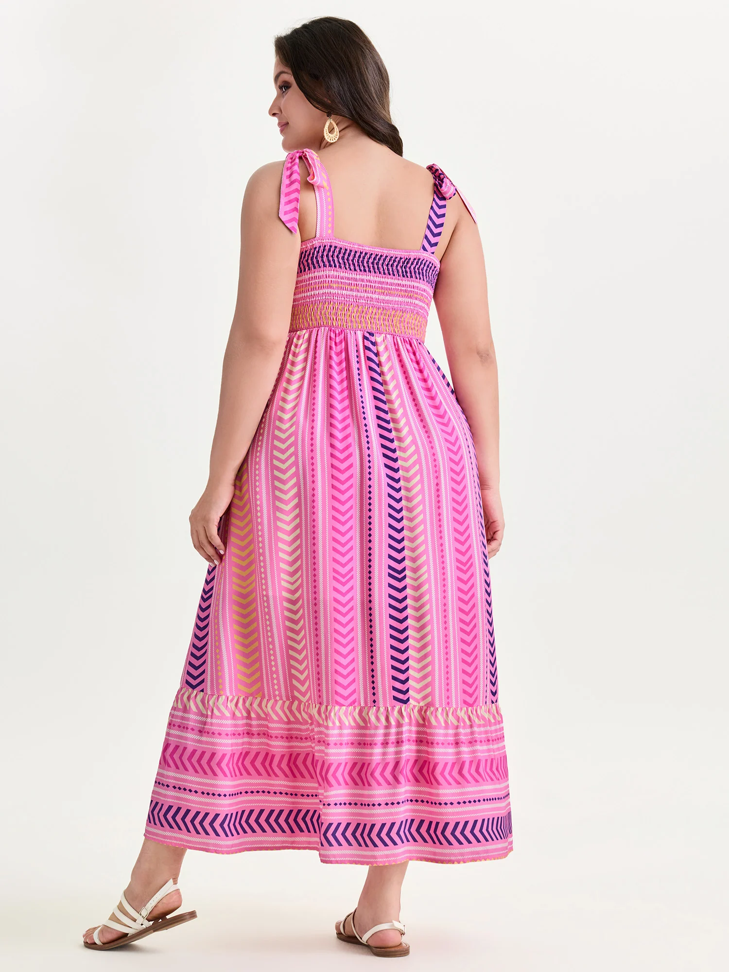 Supersoft Sweet Striped Print Shoulder-Tie Maxi Dress - Image 3