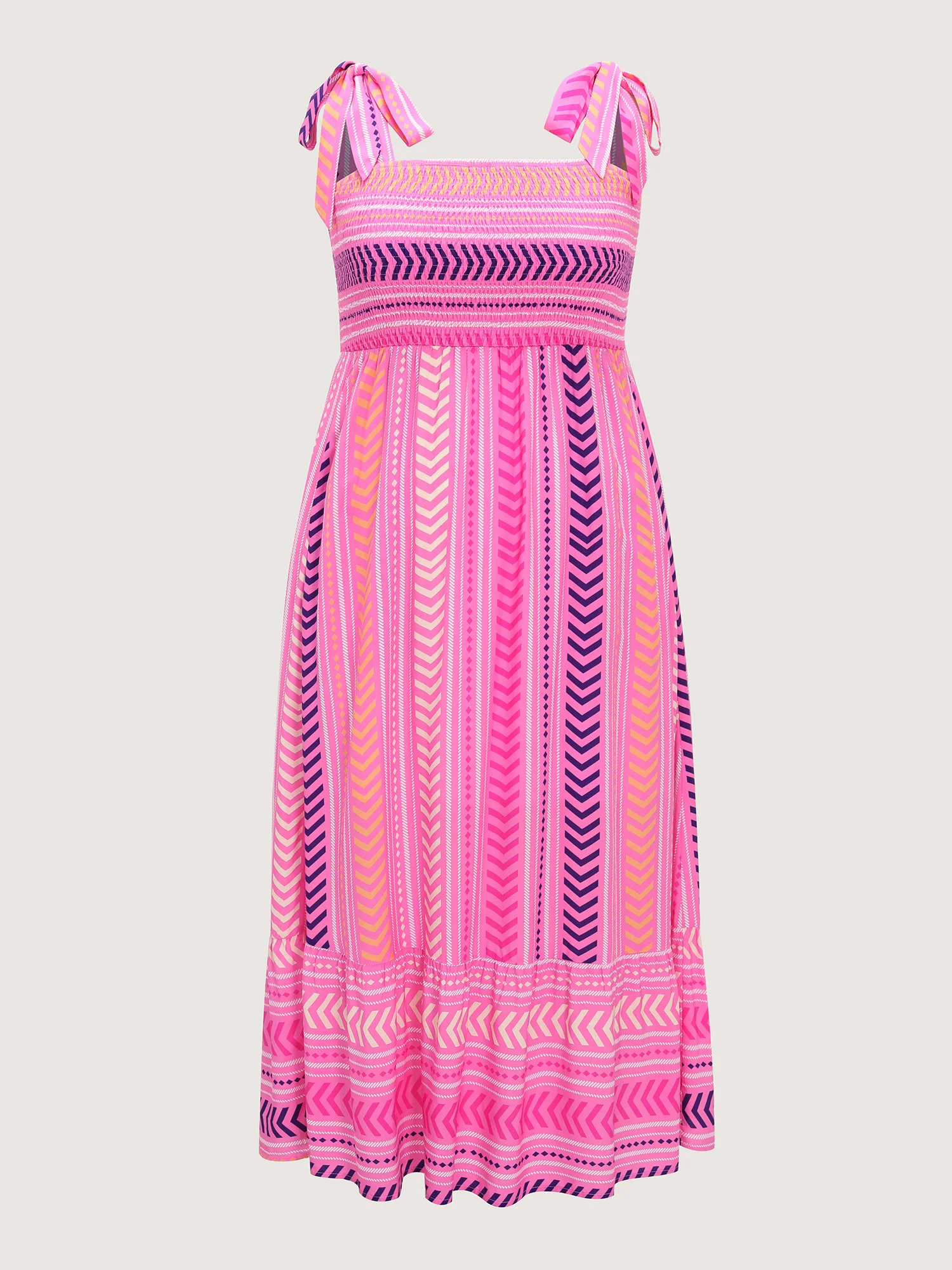 Supersoft Sweet Striped Print Shoulder-Tie Maxi Dress - Image 6