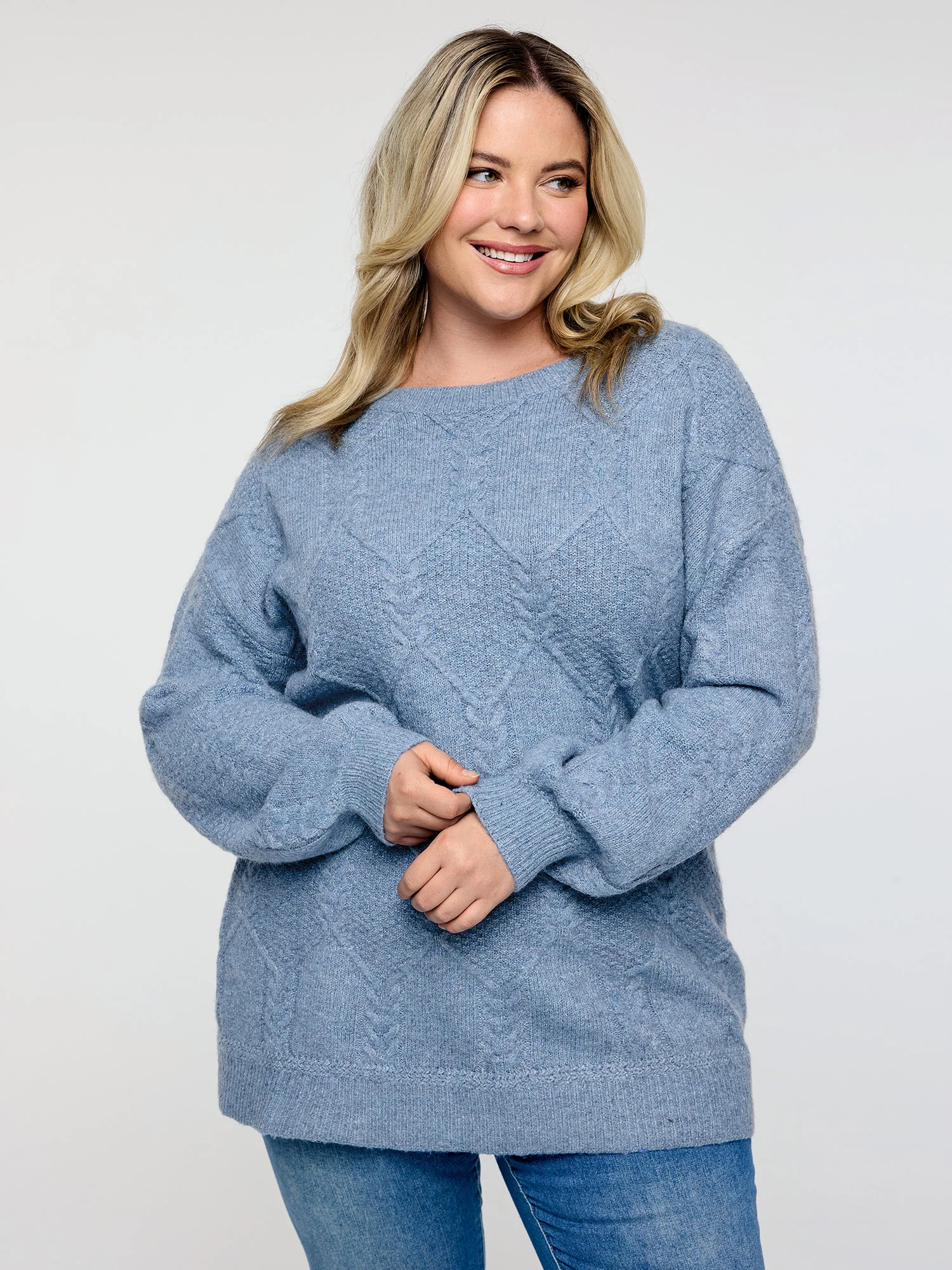 Supersoft Textured Backless Ribbed Hem Pullover - Image 2