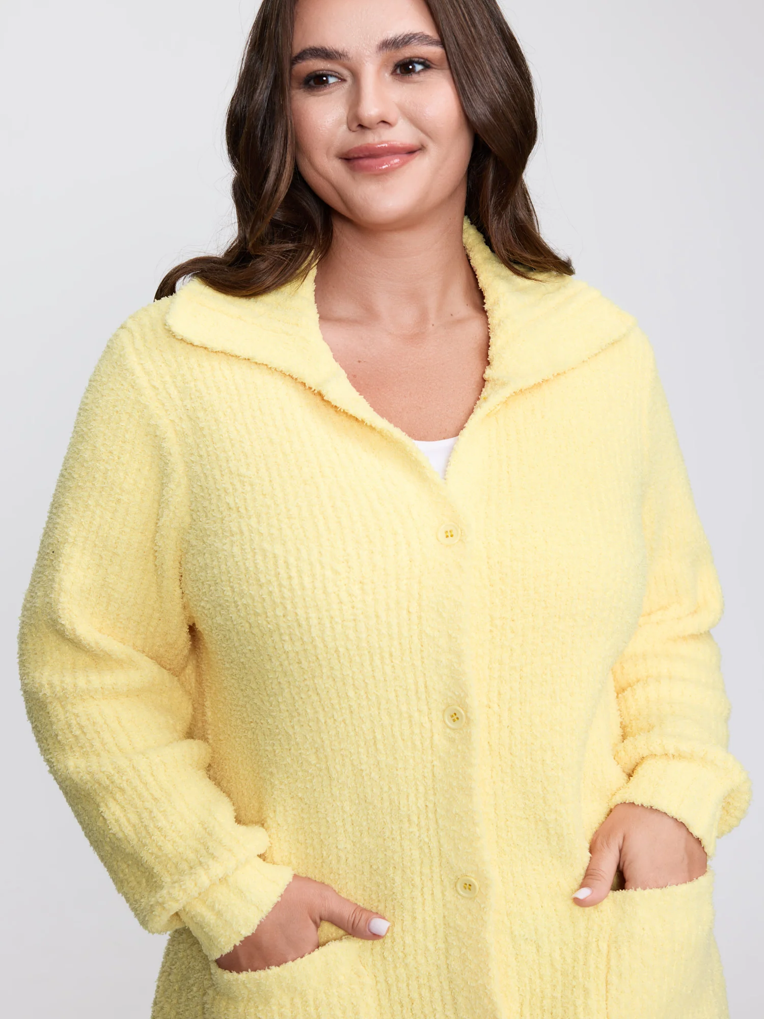 Supersoft Textured Button Long Knit Cardigan - Image 2