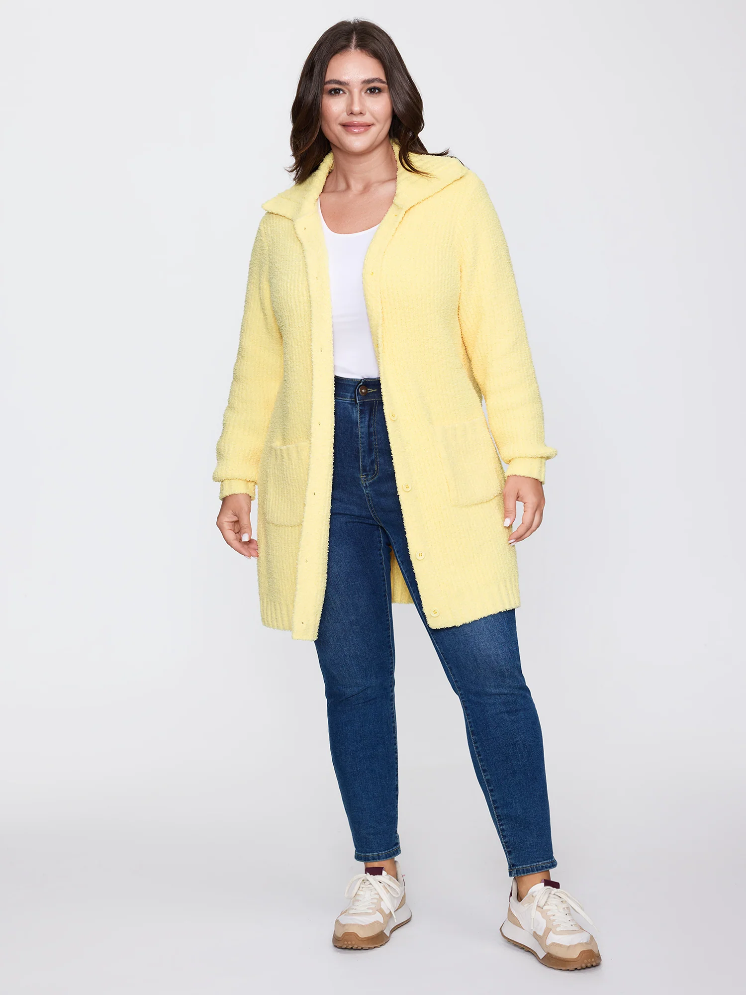 Supersoft Textured Button Long Knit Cardigan - Image 3