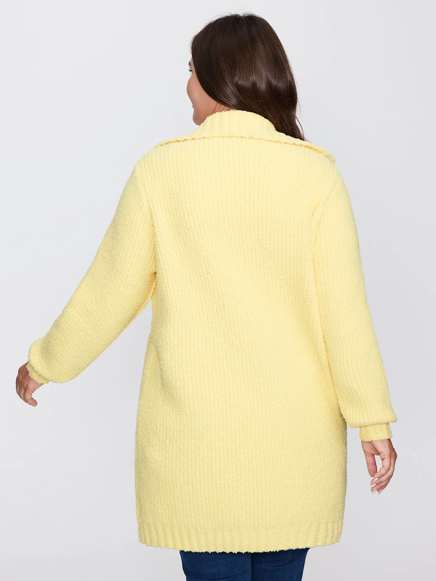 Supersoft Textured Button Long Knit Cardigan - Image 5
