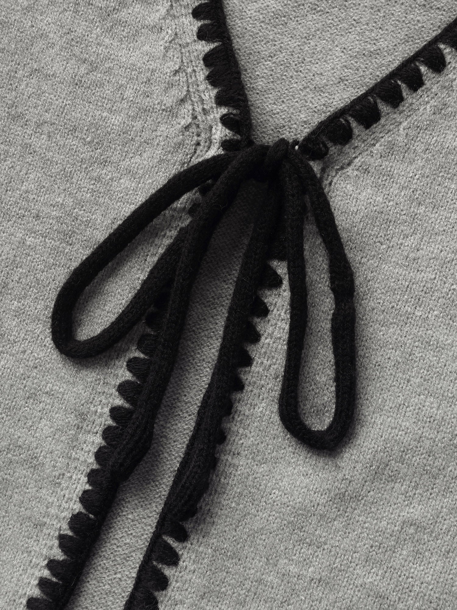 Supersoft Textured Contrast Lace Tie Knit Cardigan - Image 6