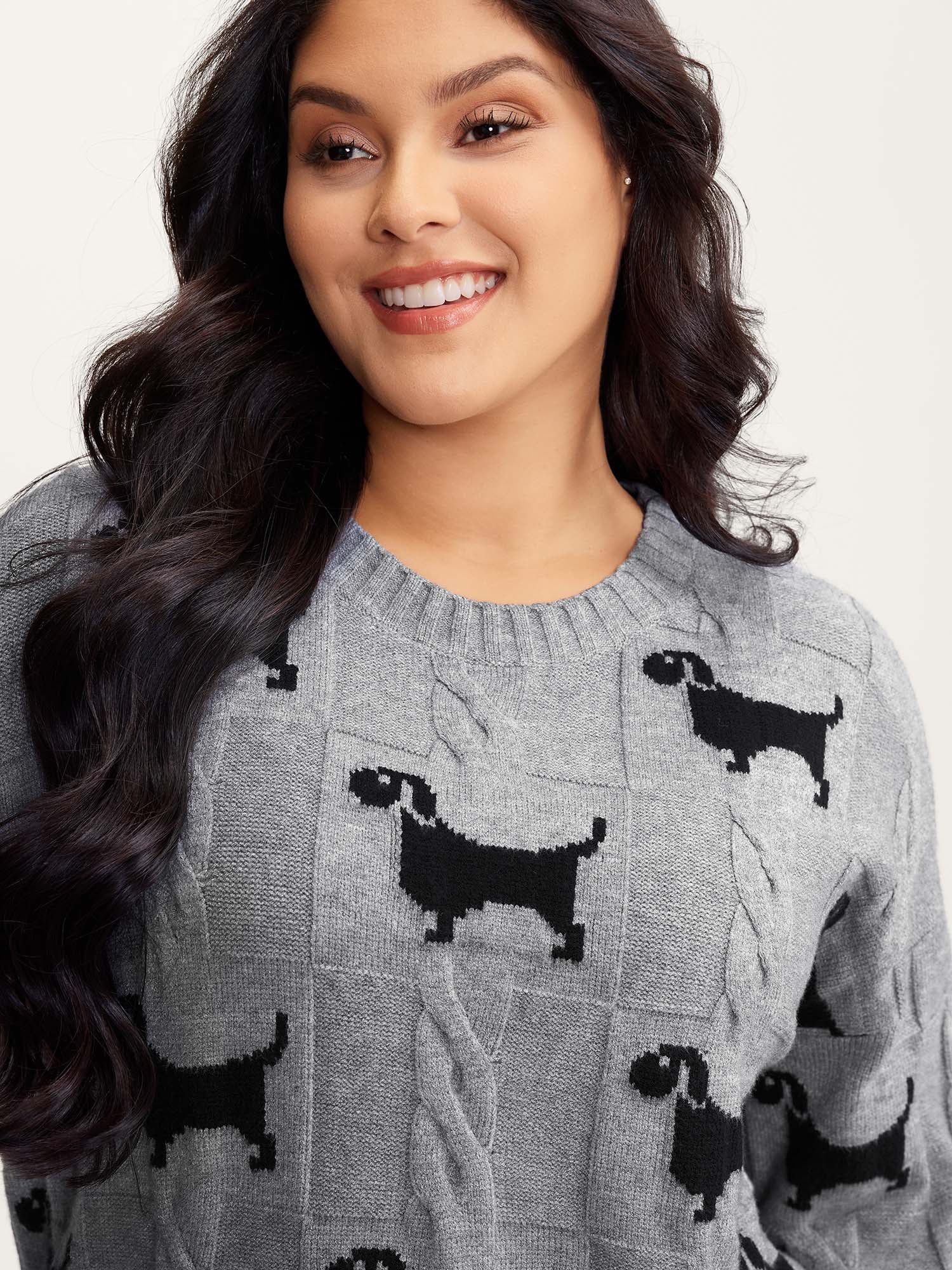 Supersoft Textured Dog Print Pullover - Image 2