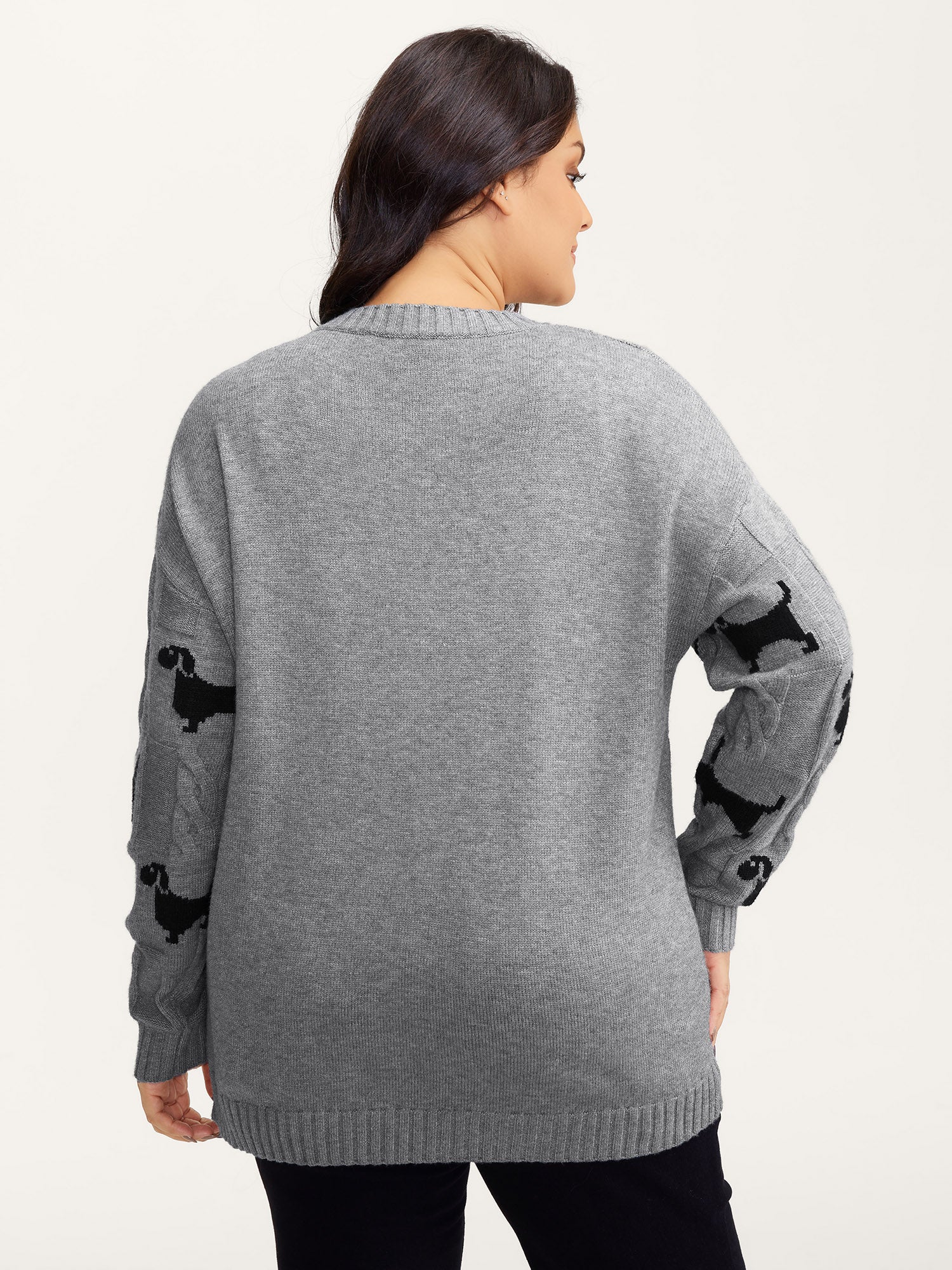 Supersoft Textured Dog Print Pullover - Image 4