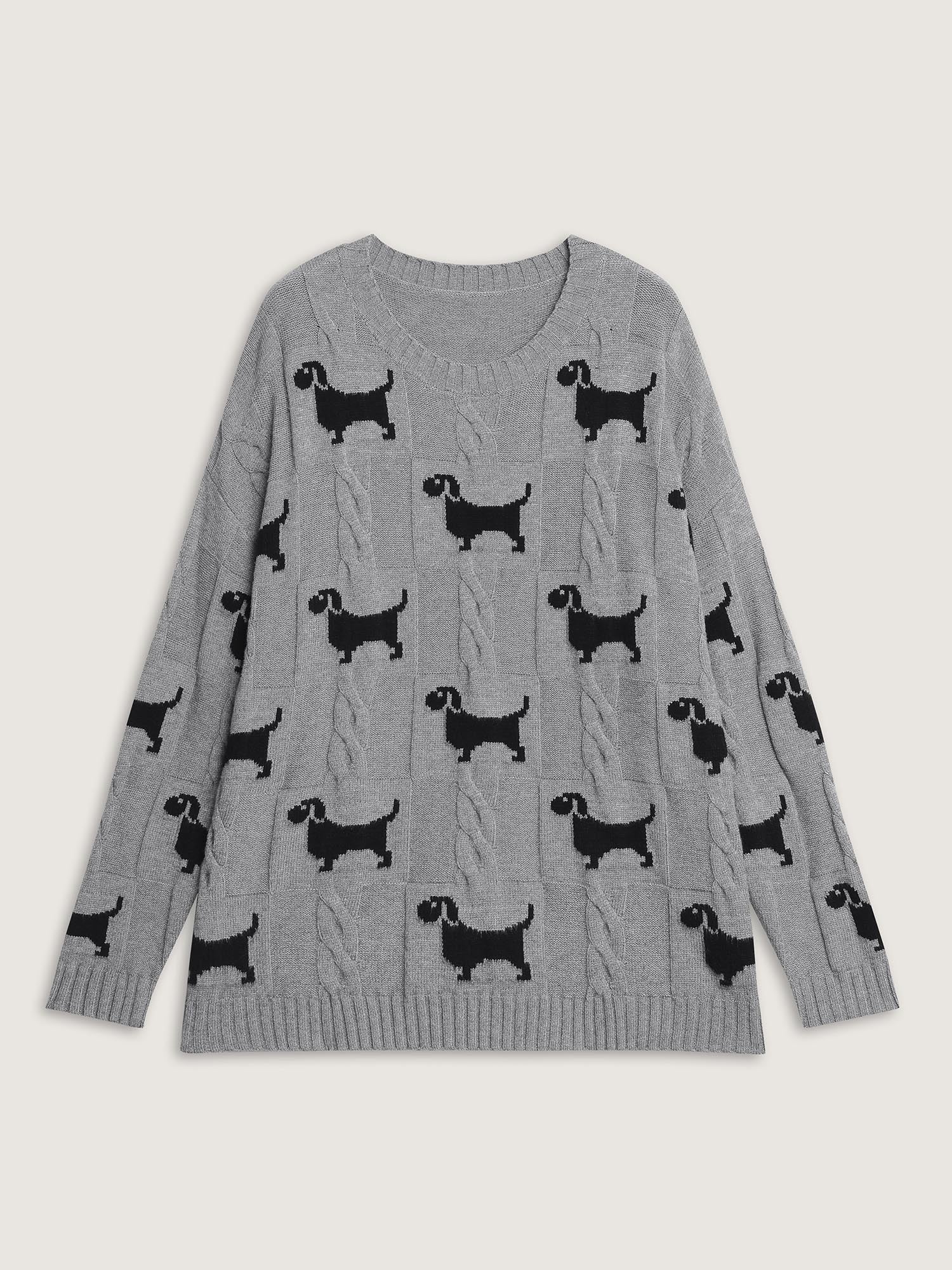 Supersoft Textured Dog Print Pullover - Image 7