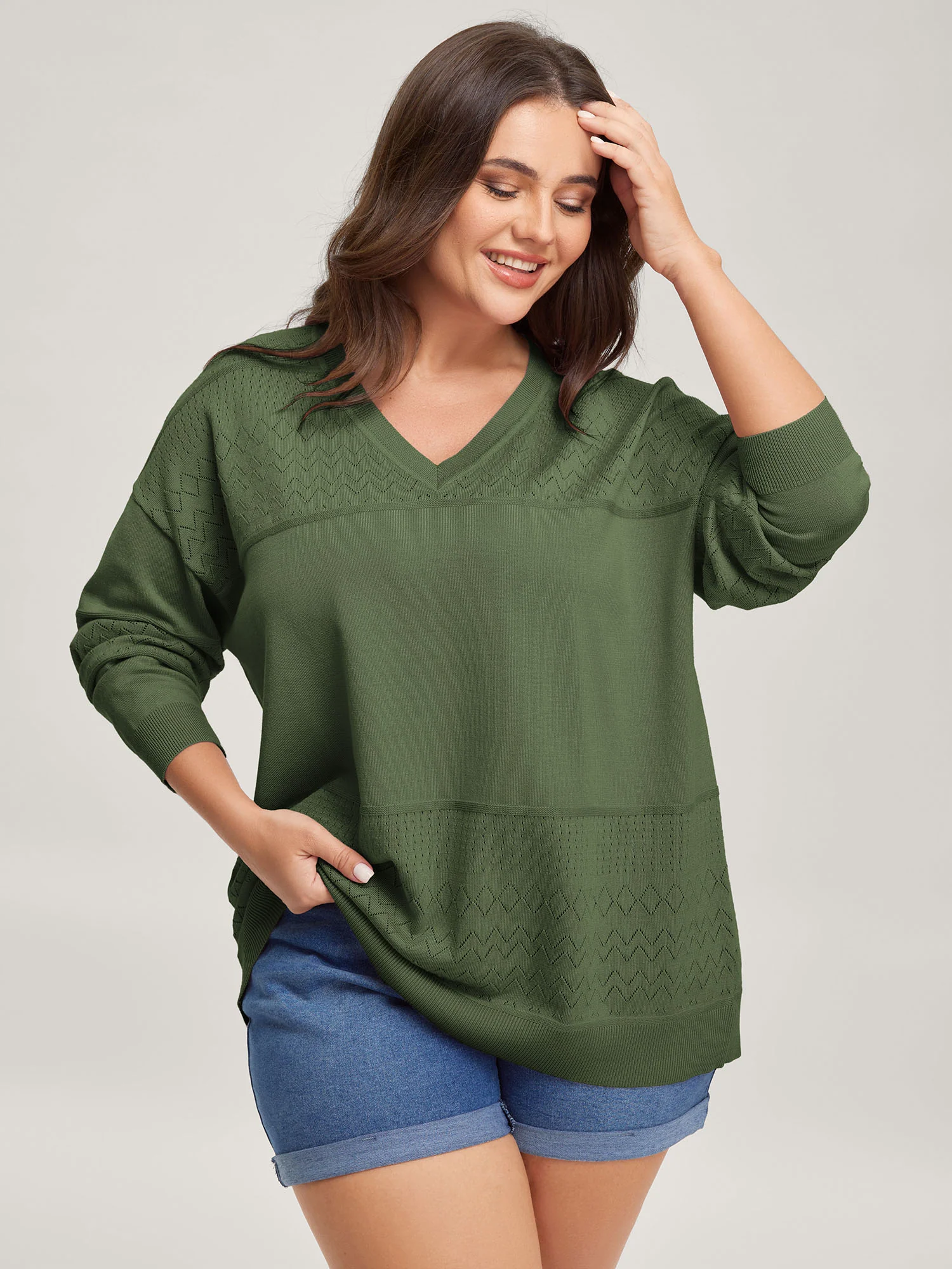 Supersoft Textured Eyelet Trim Pullover - Image 14