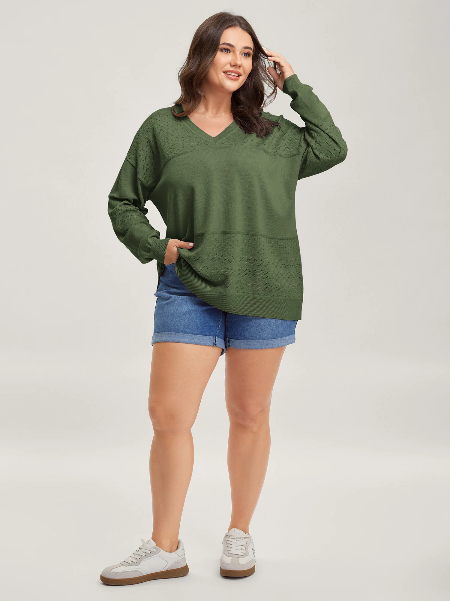Supersoft Textured Eyelet Trim Pullover - Image 17