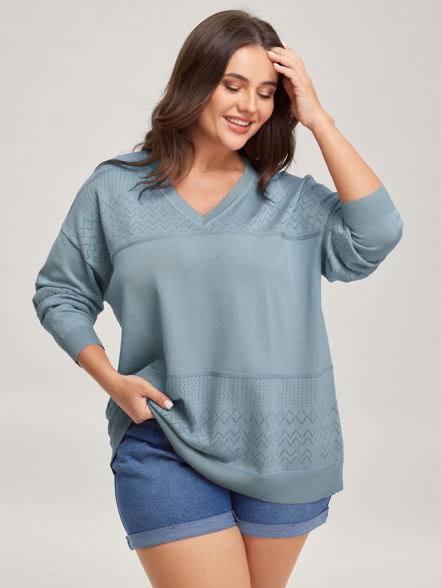 Supersoft Textured Eyelet Trim Pullover - Image 19