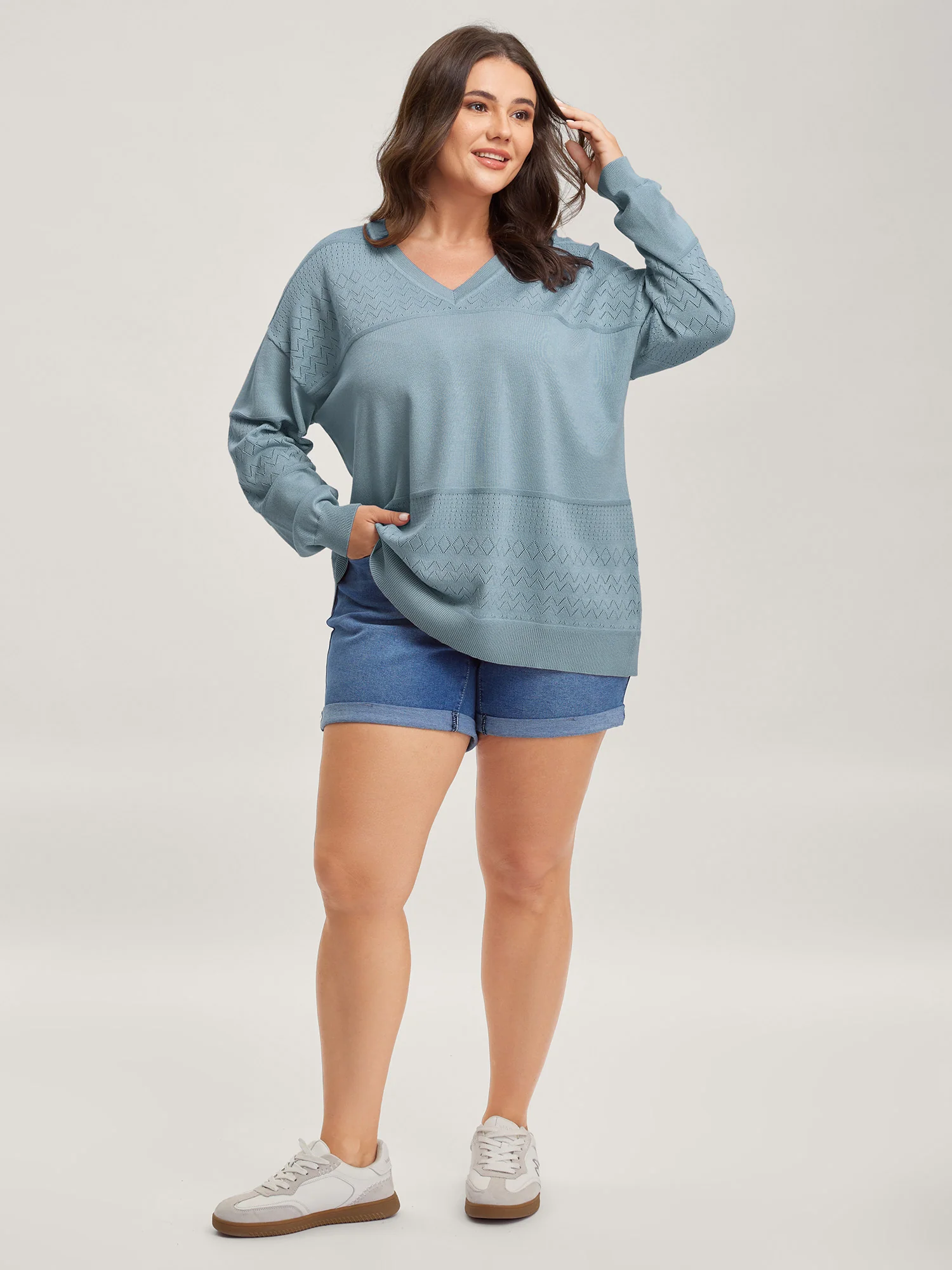 Supersoft Textured Eyelet Trim Pullover - Image 22