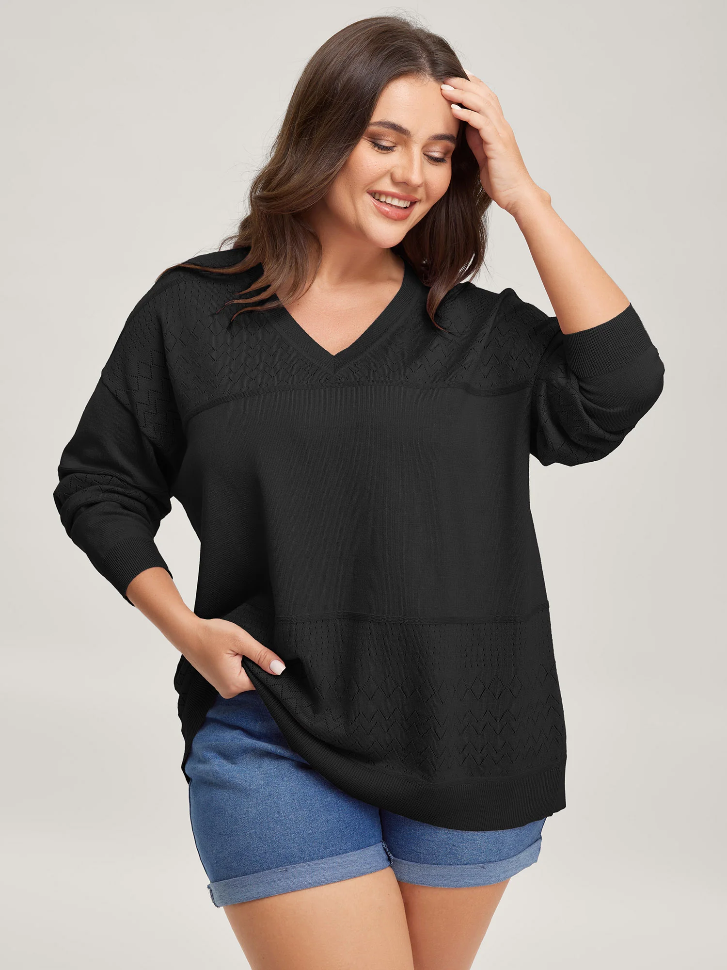 Supersoft Textured Eyelet Trim Pullover - Image 24